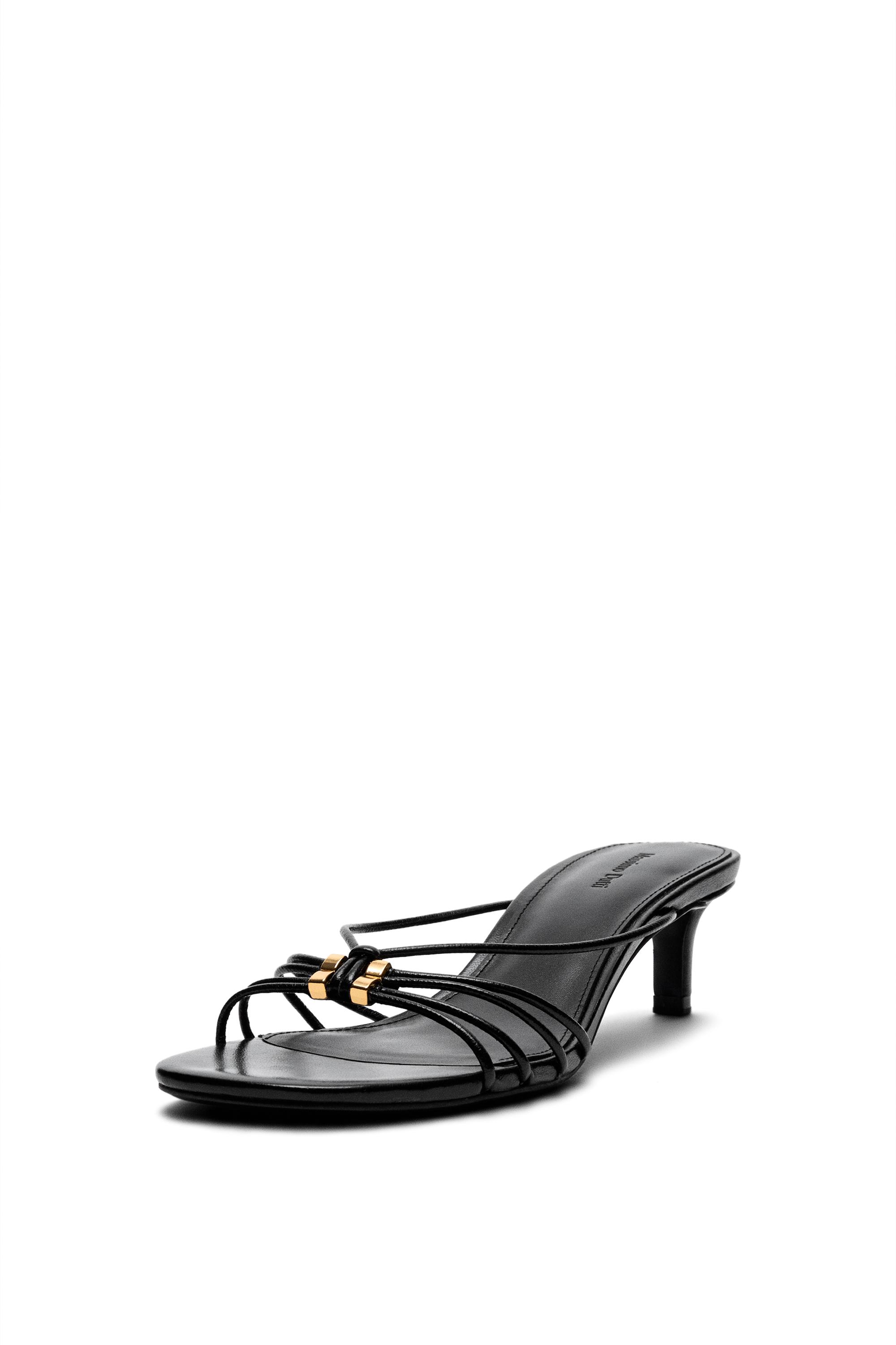 Strappy heeled sandals with embellished detail — BLACK