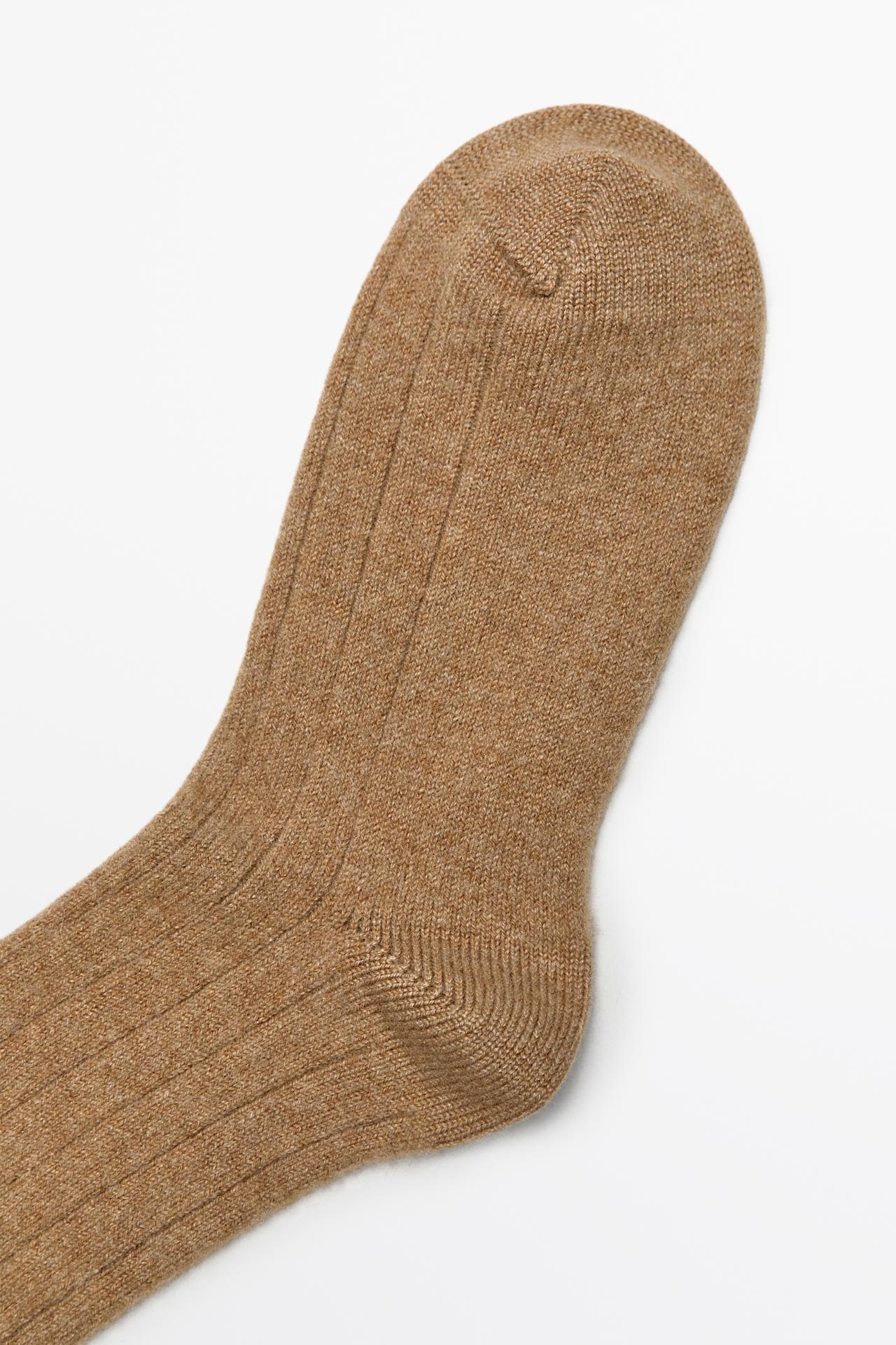 Cashmere blend ribbed socks — CAMEL