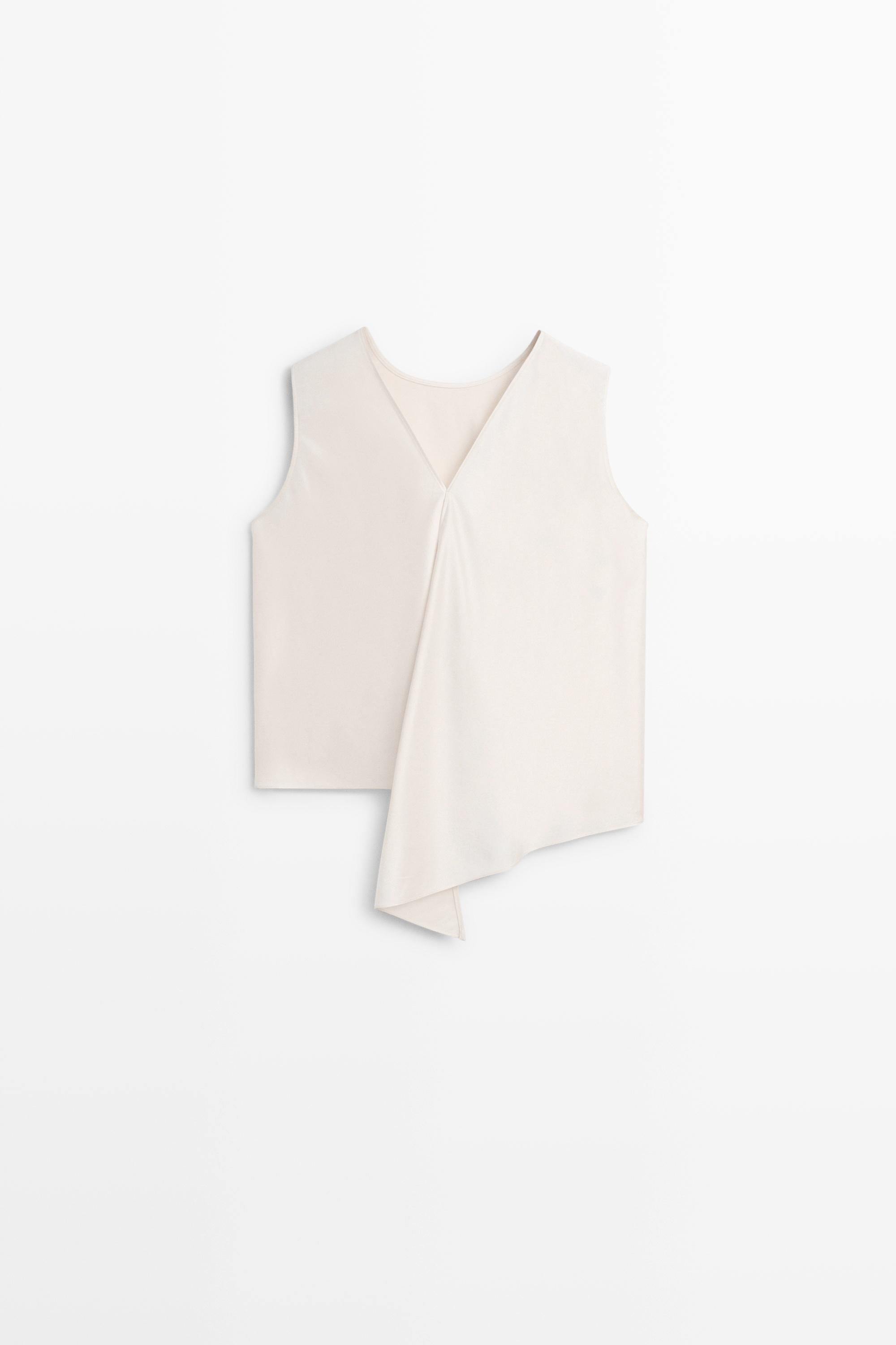 Asymmetric wrap top - STUDIO — CREAM