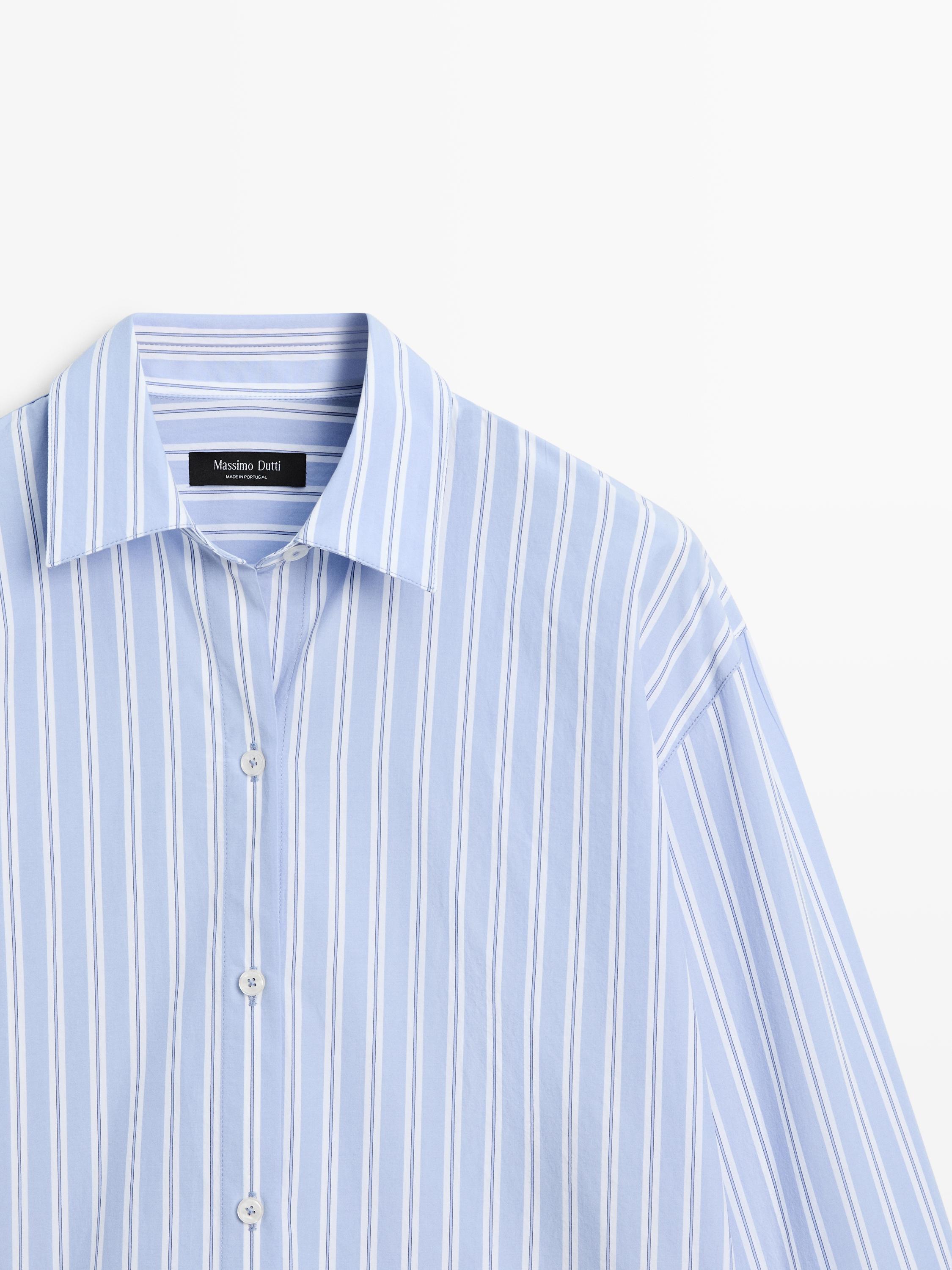 100% cotton striped shirt — BLUE