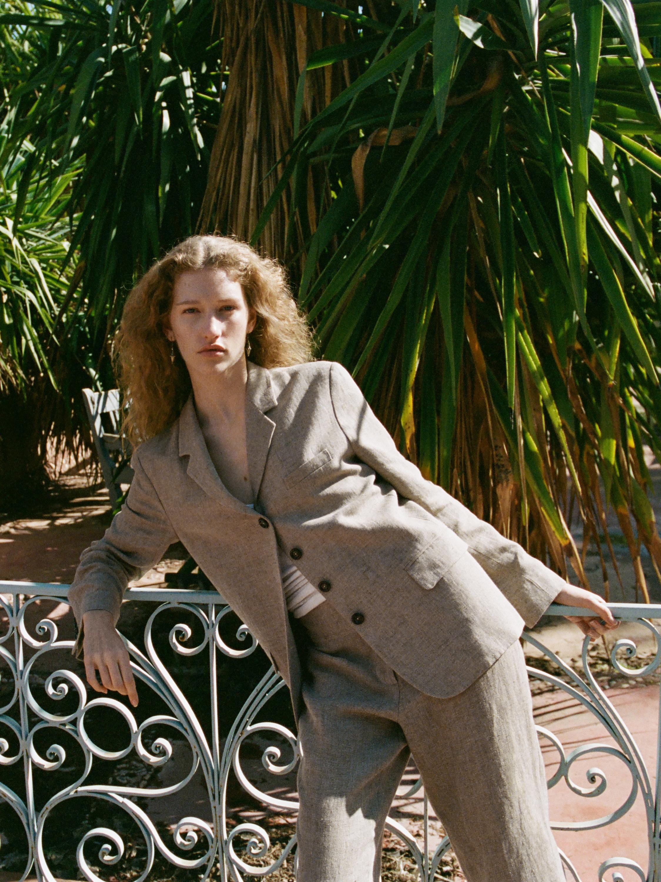 100% linen melange blazer — BEIGE
