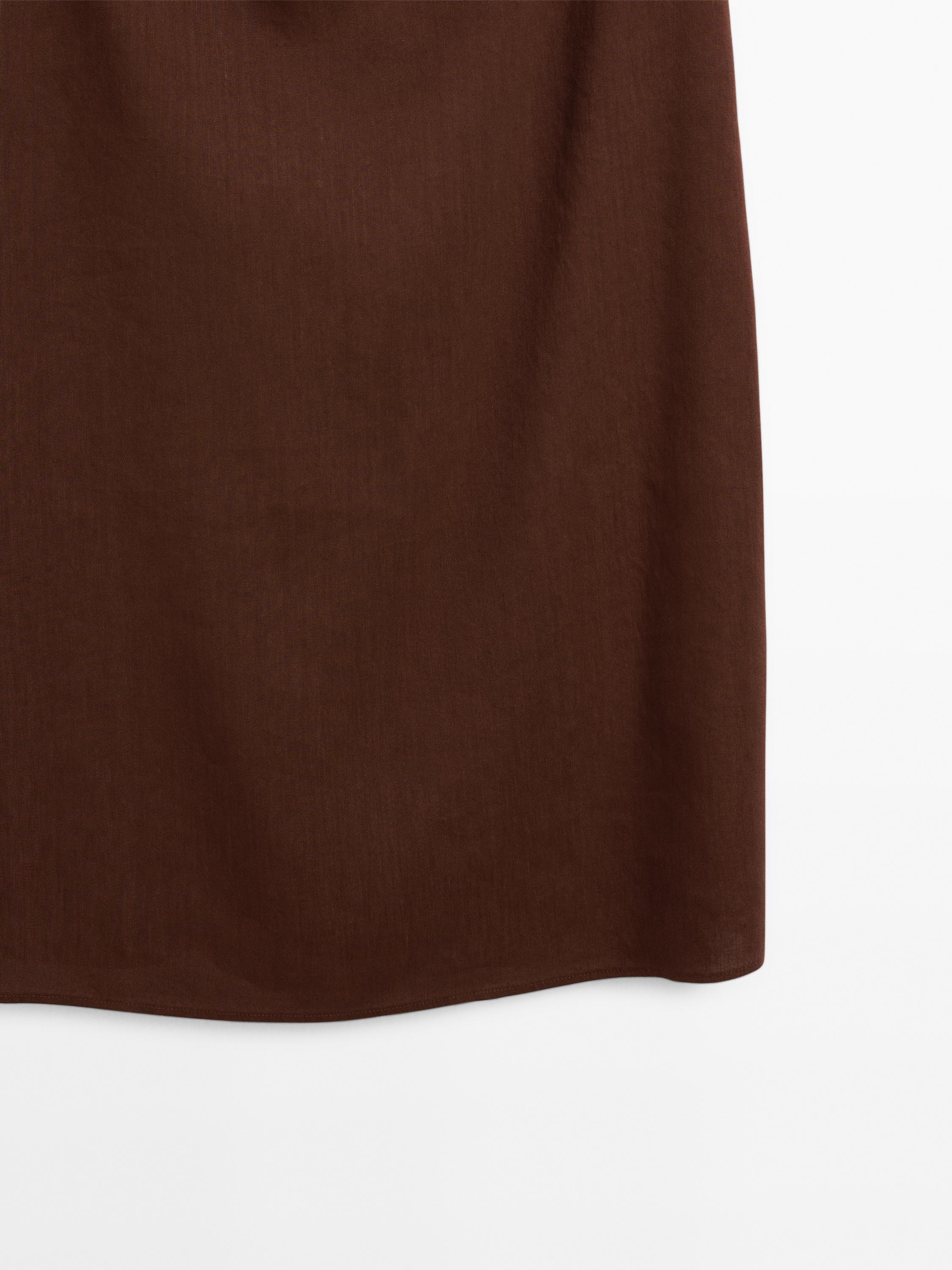 Gathered linen blend midi dress