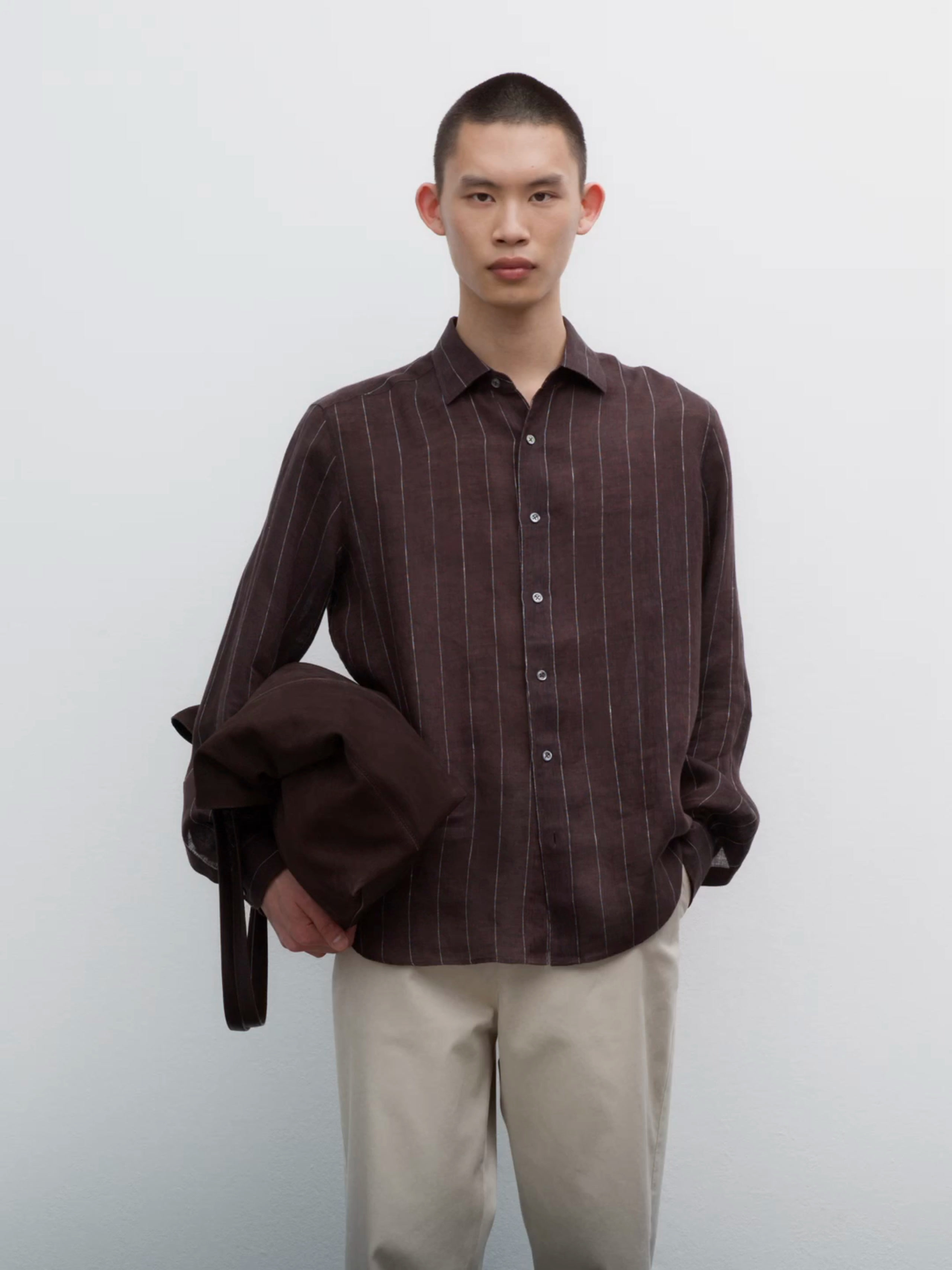 100% linen pinstripe shirt