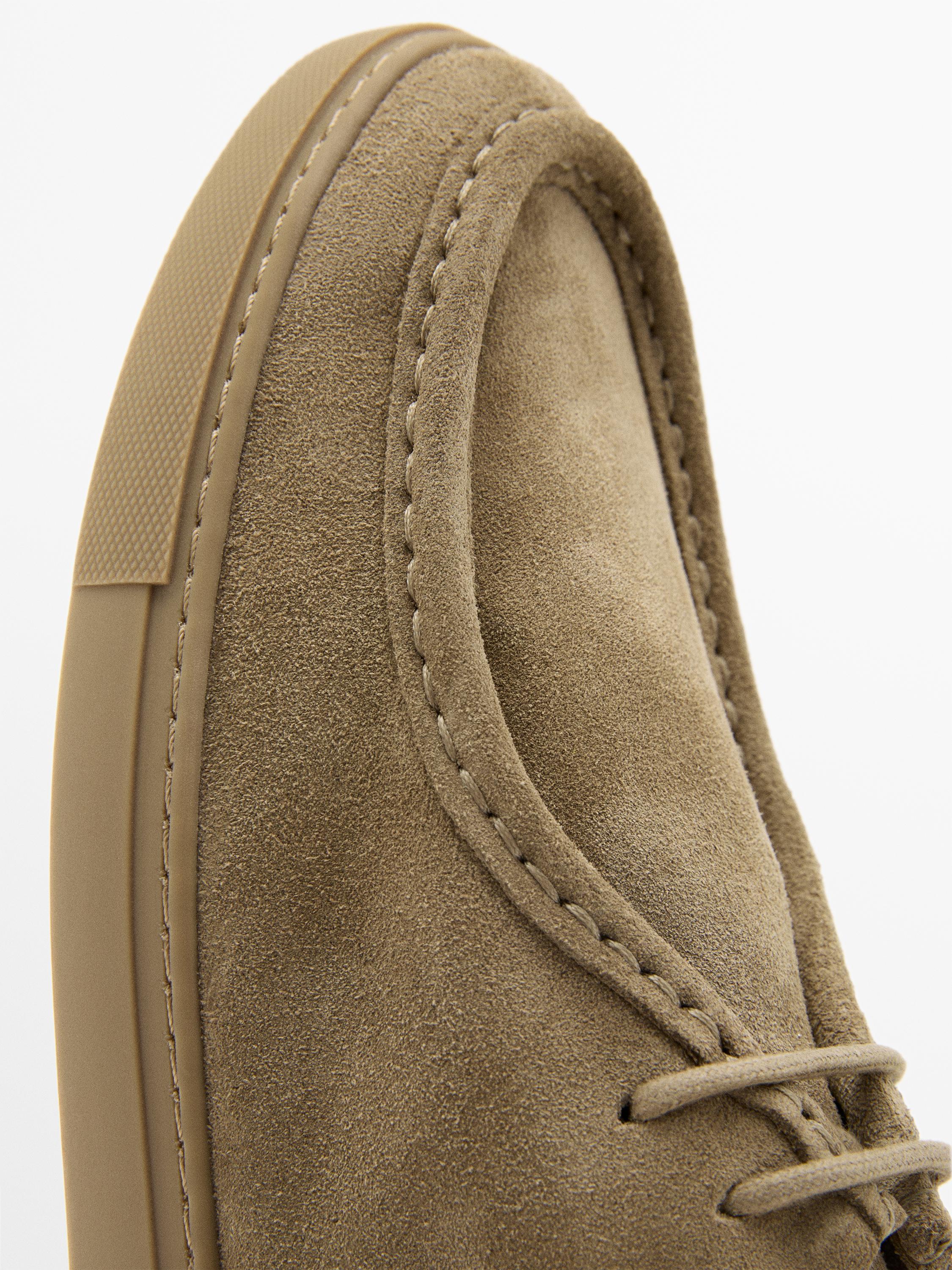 Soft leather moc toe shoes — SAND