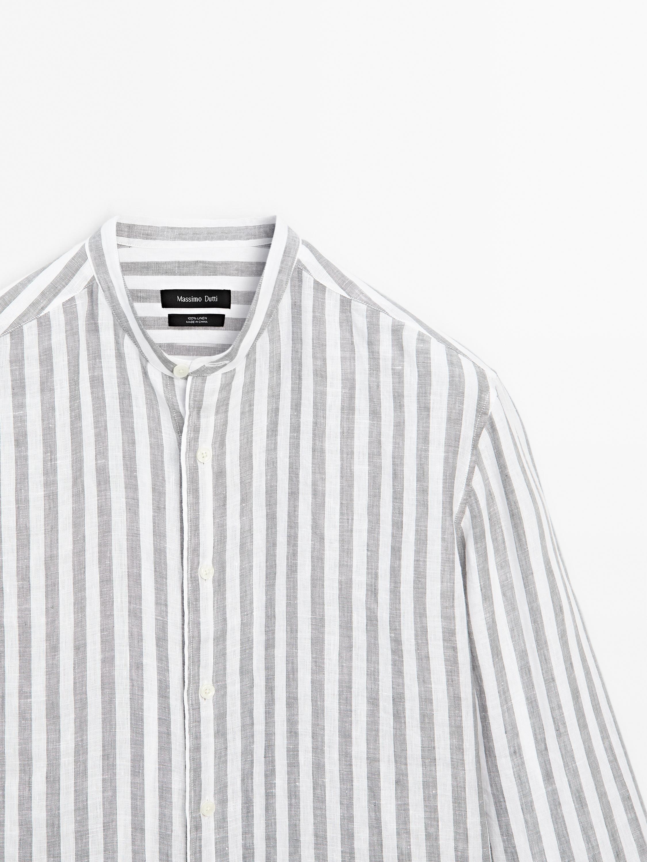 Mao collar regular fit shirt