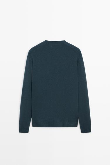 Cashmere round neck knit sweater — BLUE 6