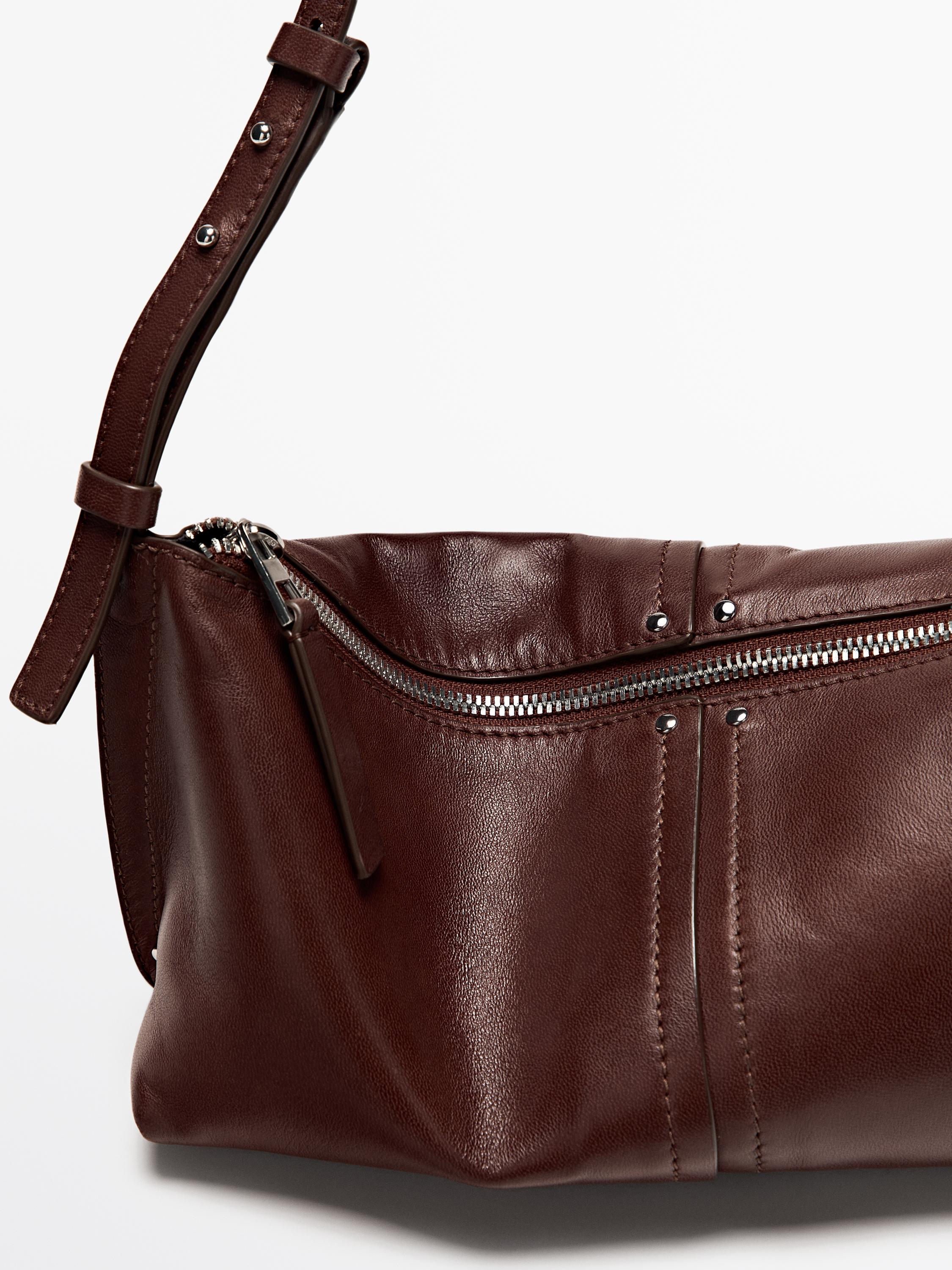 Nappa leather shoulder bag — BURGUNDY