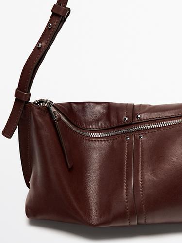 Nappa leather shoulder bag — BURGUNDY 9
