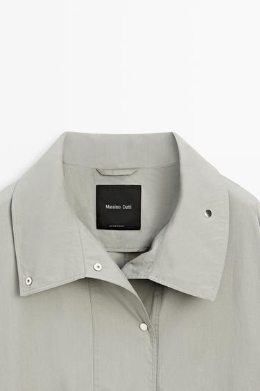 Cotton blend high neck jacket — BLUISH GREY 9