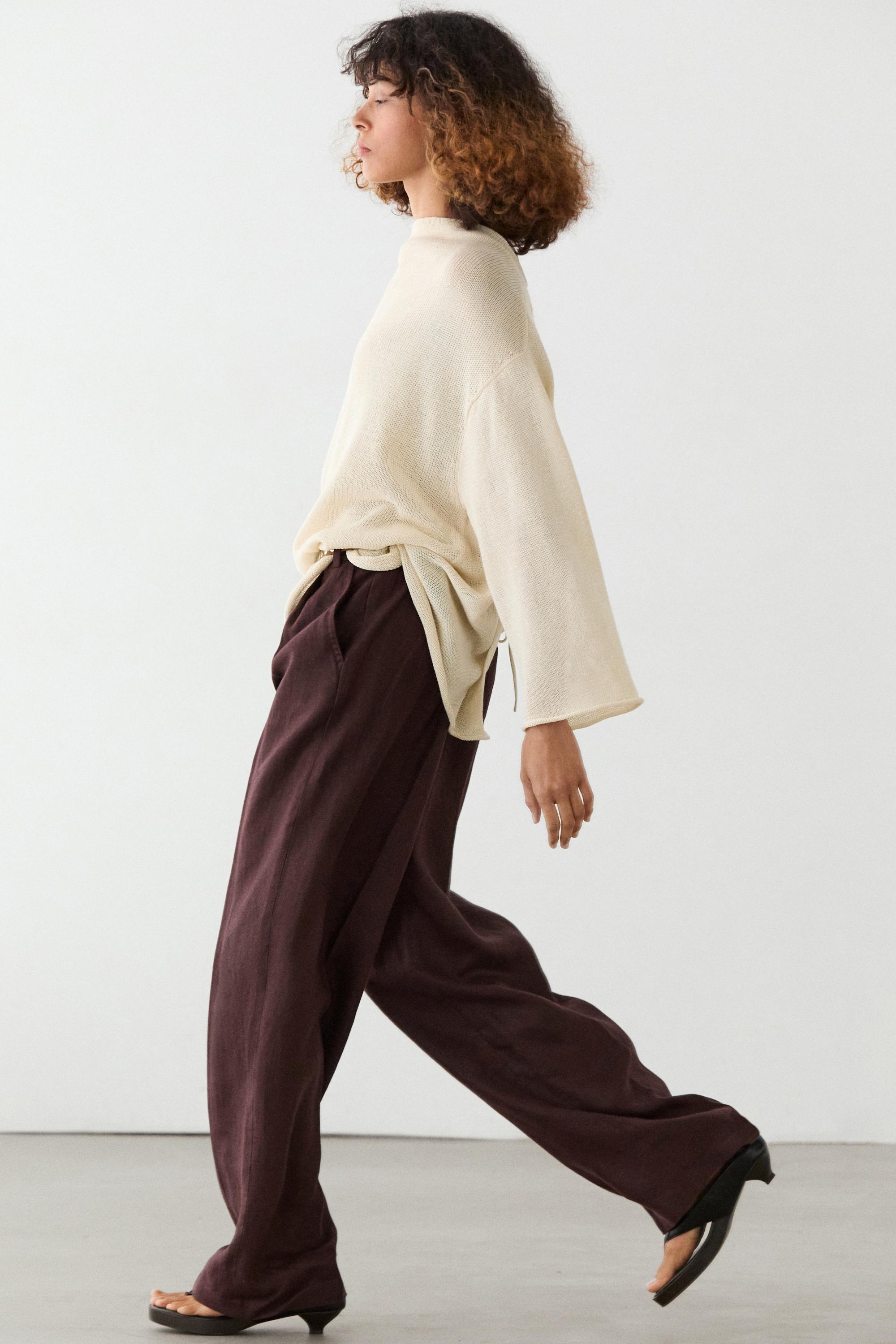 100% linen wide-leg elasticated trousers — GRANADA