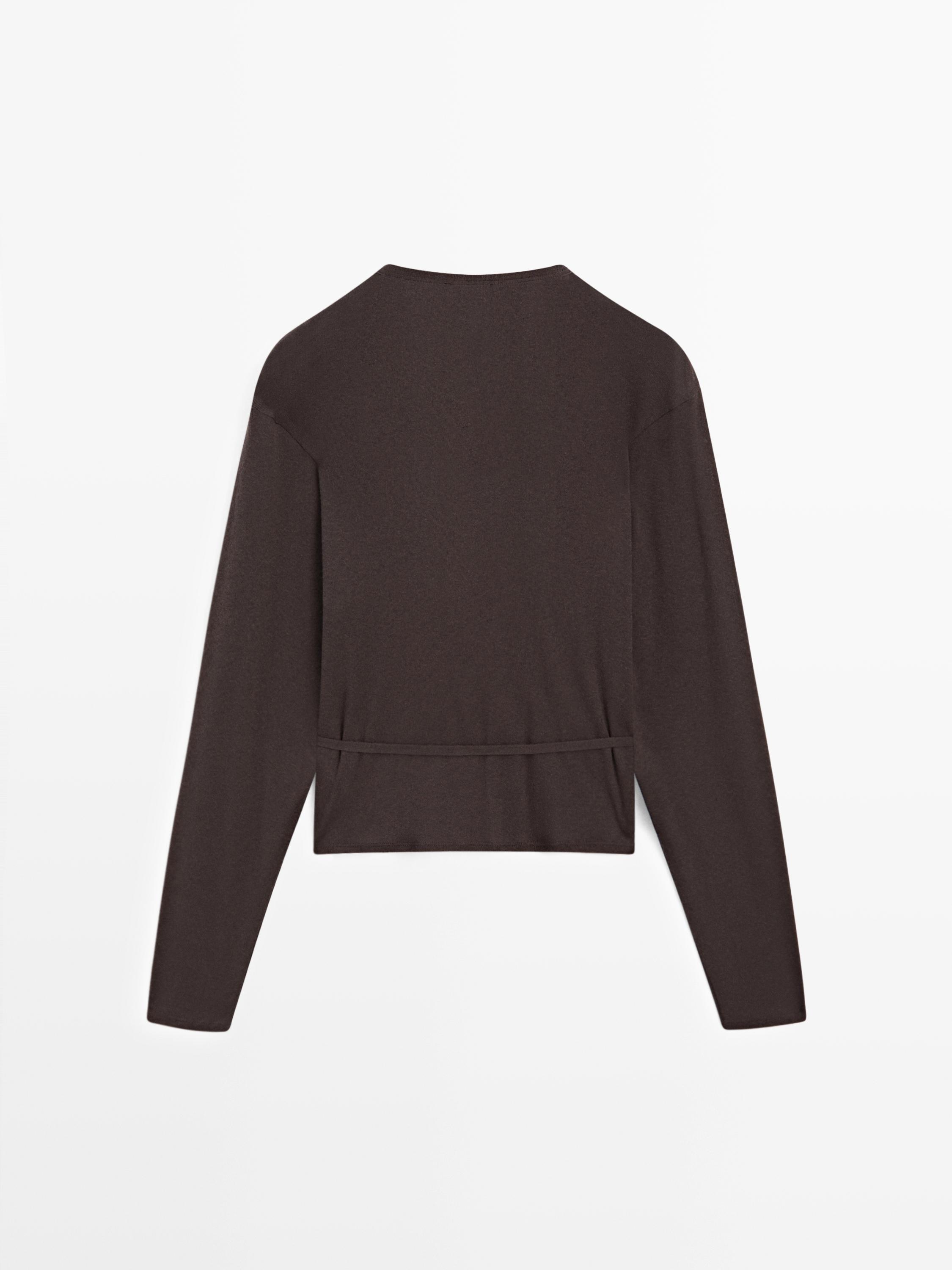 كارديغان محاك متداخل من القطن المخلوط