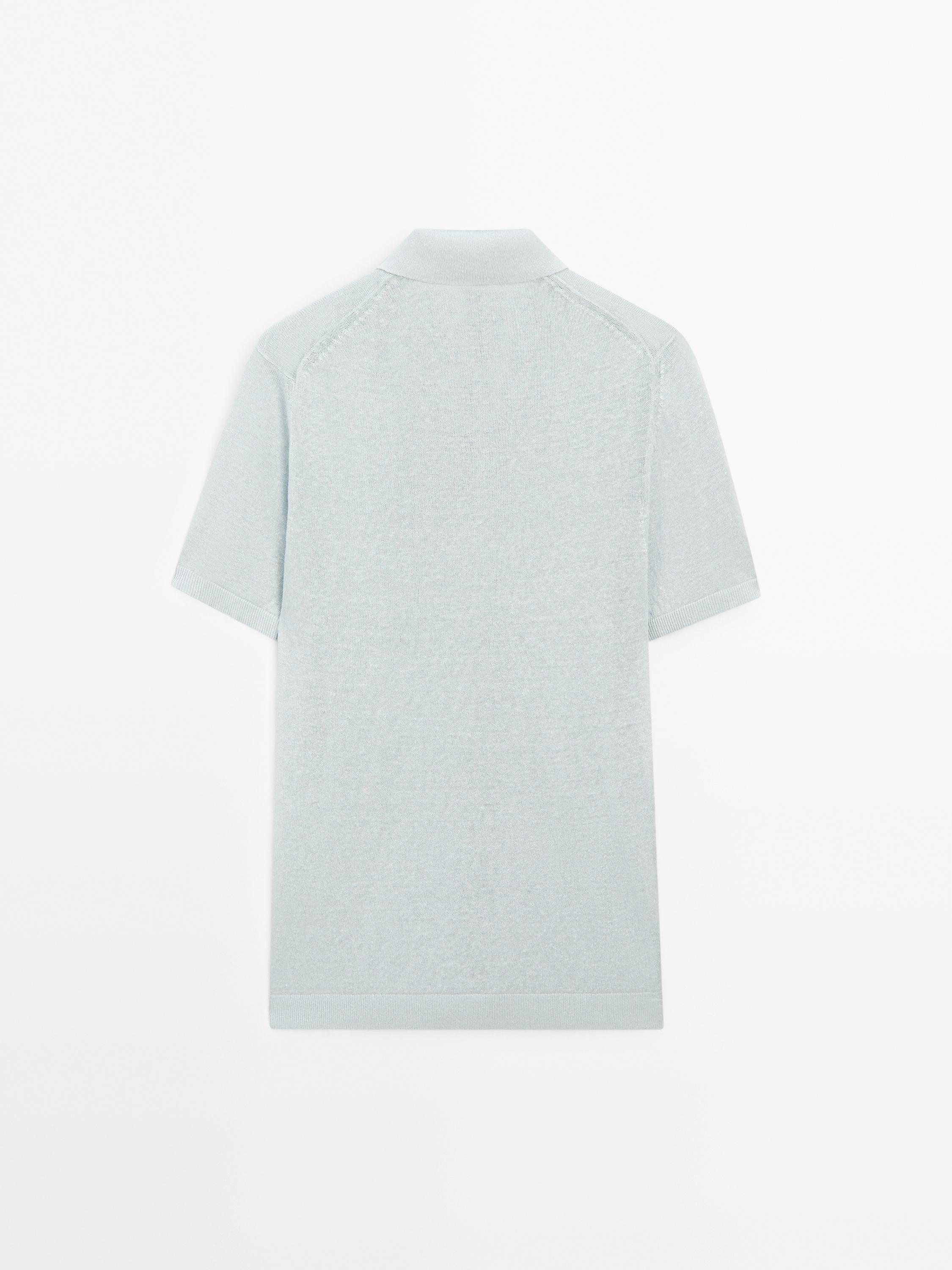 100% linen knit polo shirt