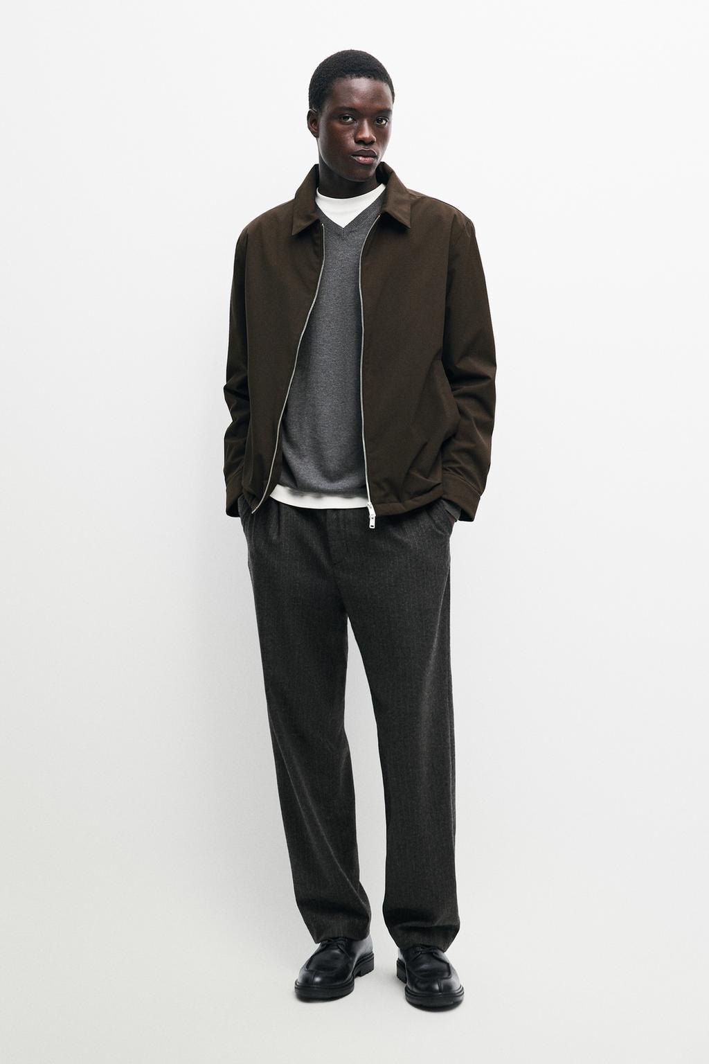 Massimo Dutti Relaxed fit striped wool pants