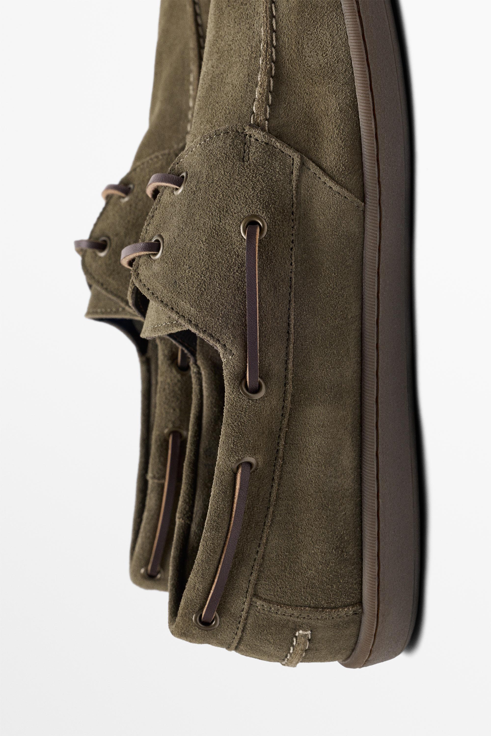 Soft leather boat shoe — KHAKI