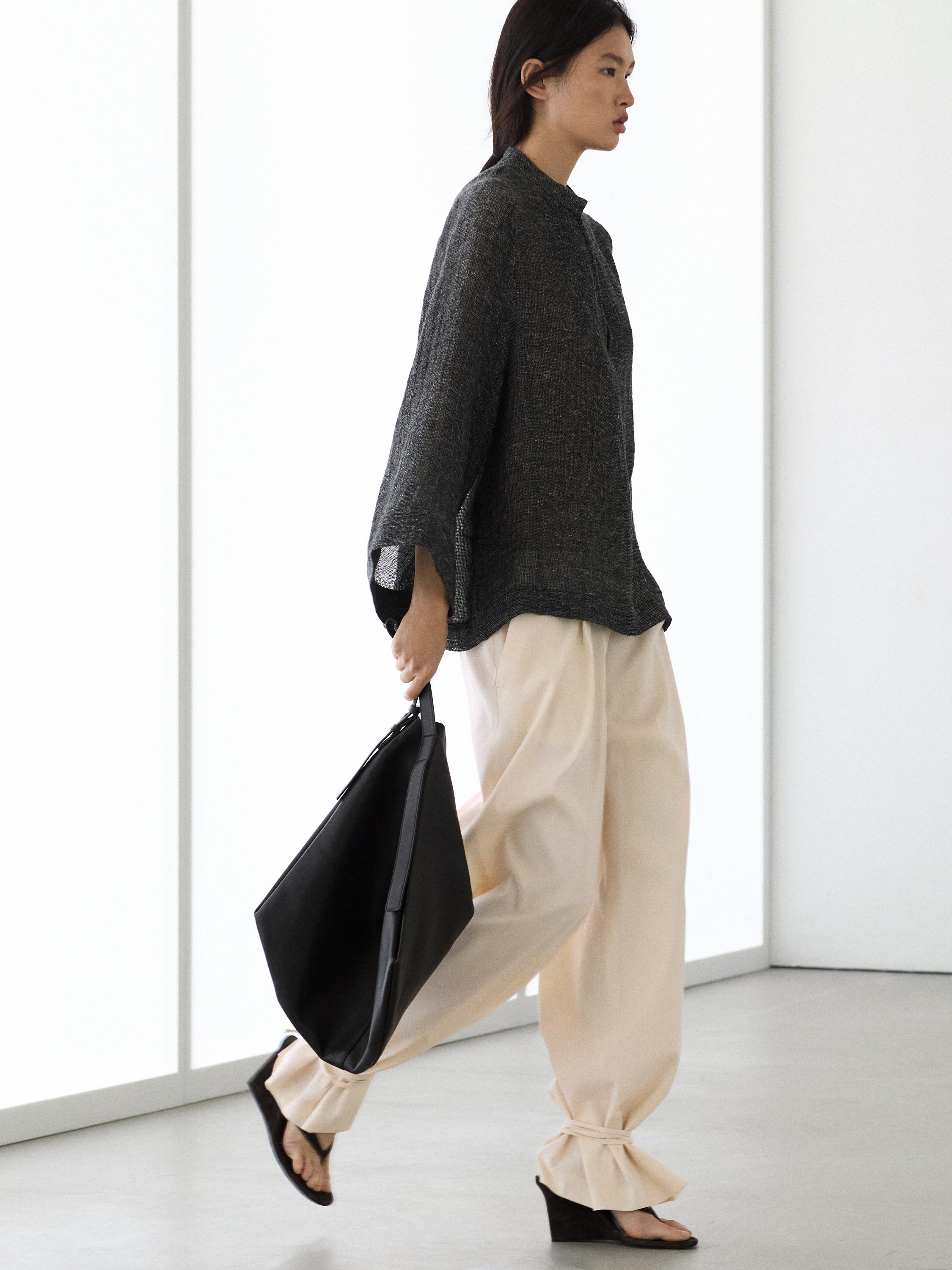 Melange linen blouse — GREY