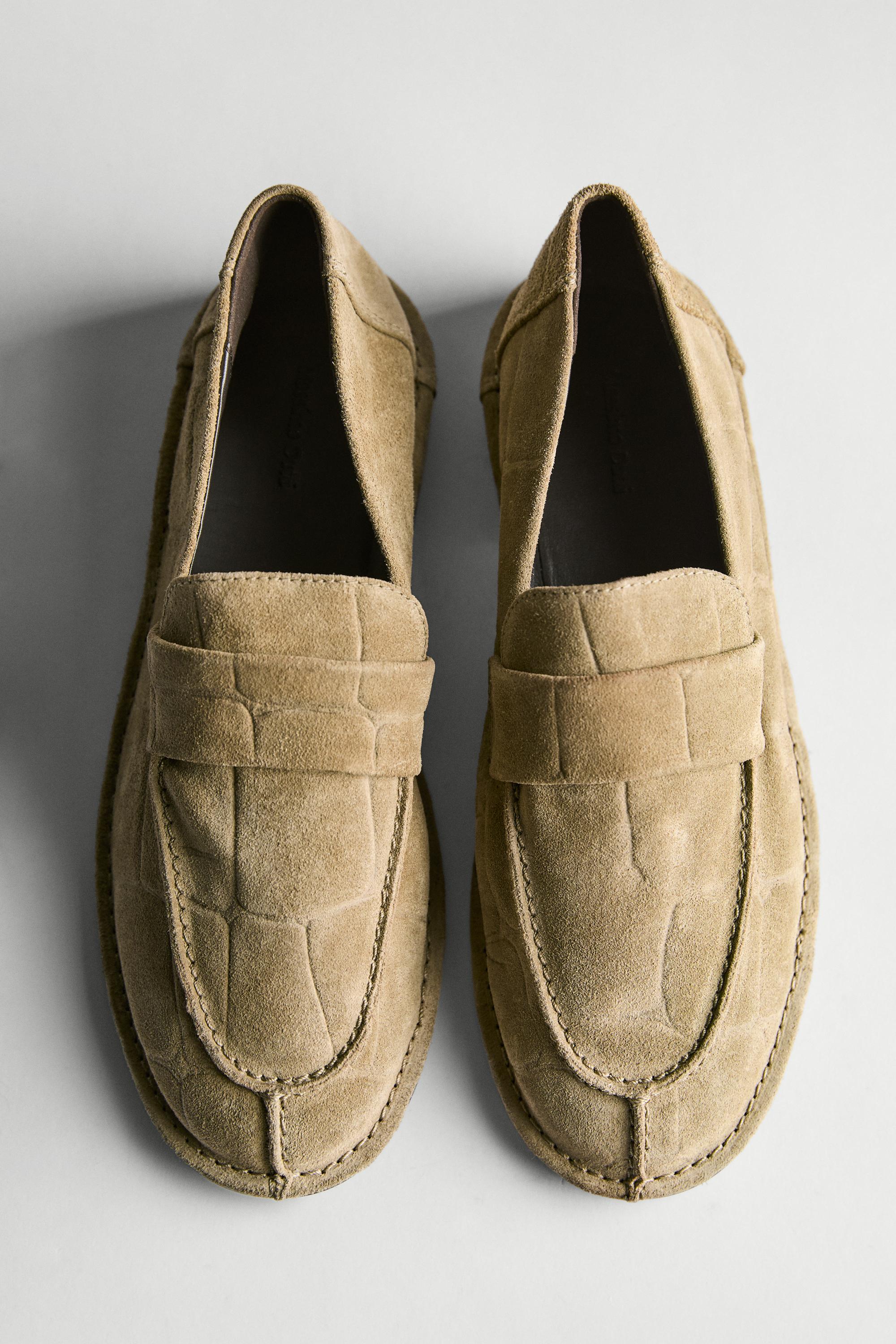 Soft split leather loafers
