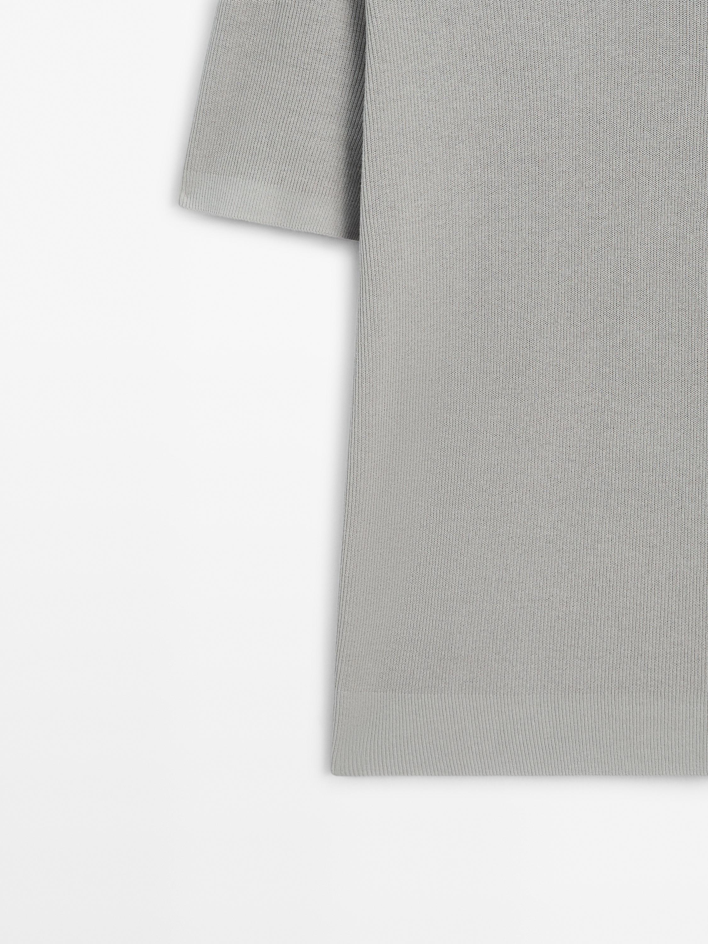 Cotton blend knit polo shirt