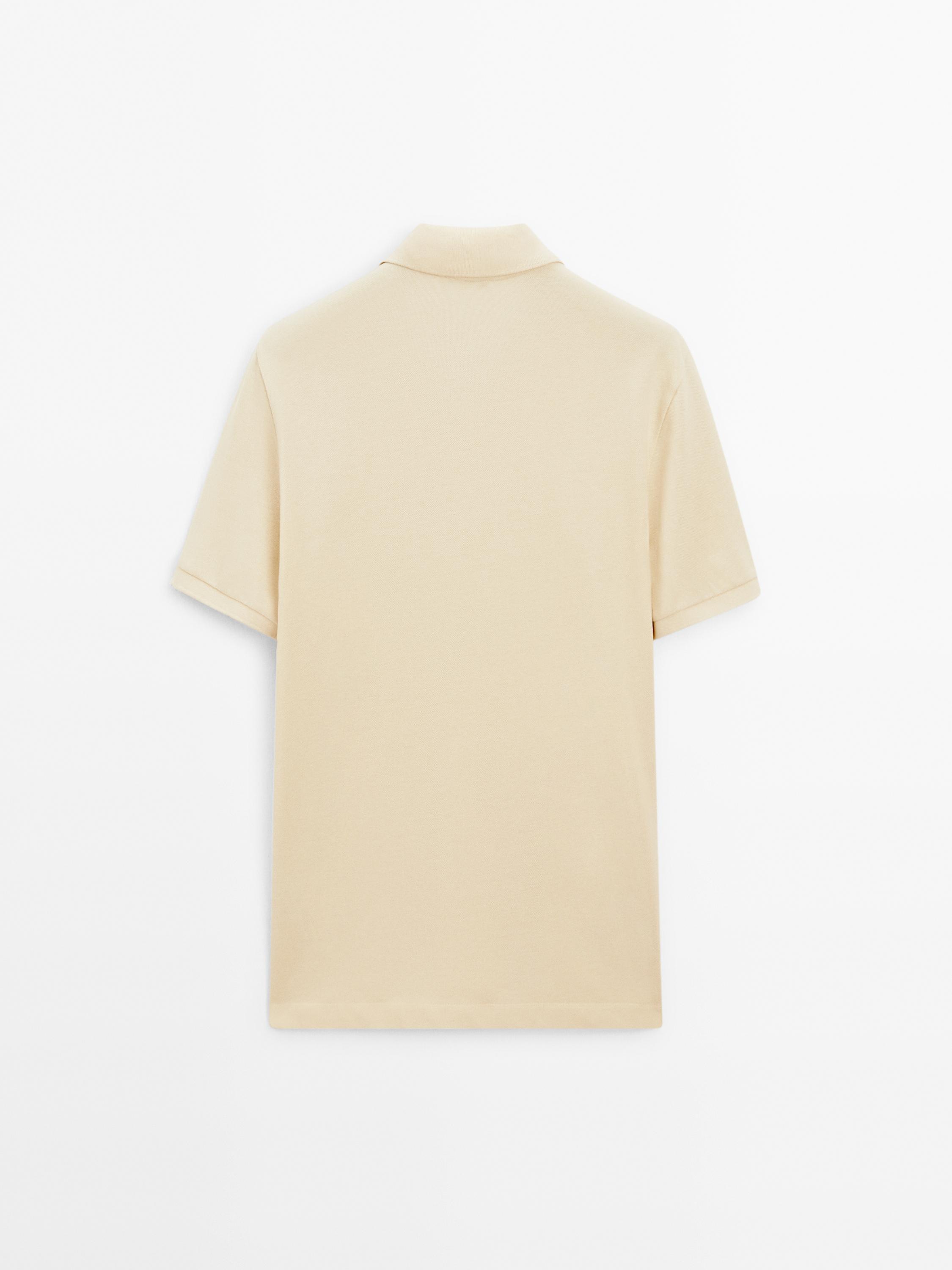 Micro textured piqué cotton polo shirt