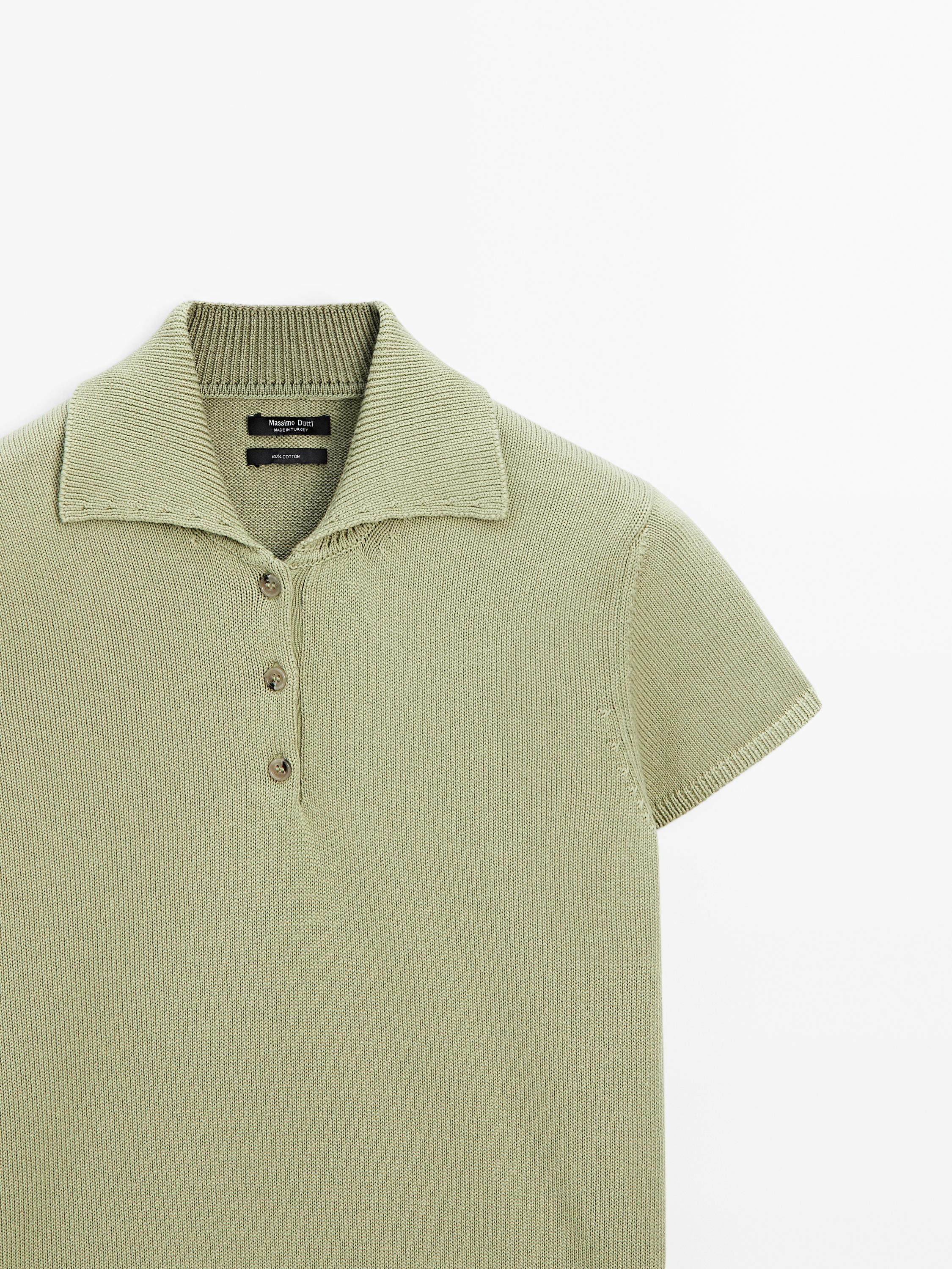 Short sleeve knit polo shirt