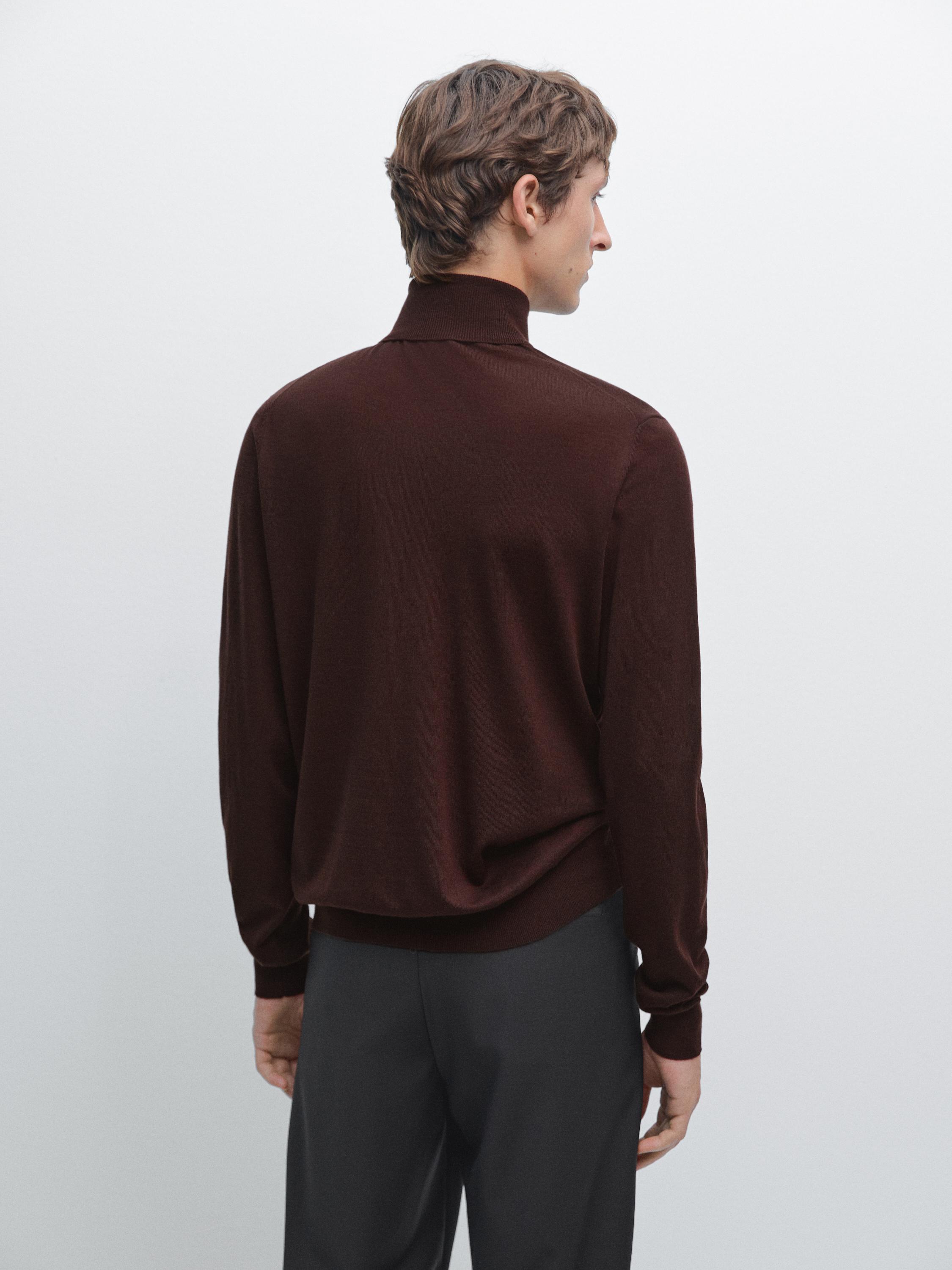 Wool blend high neck knit jumper