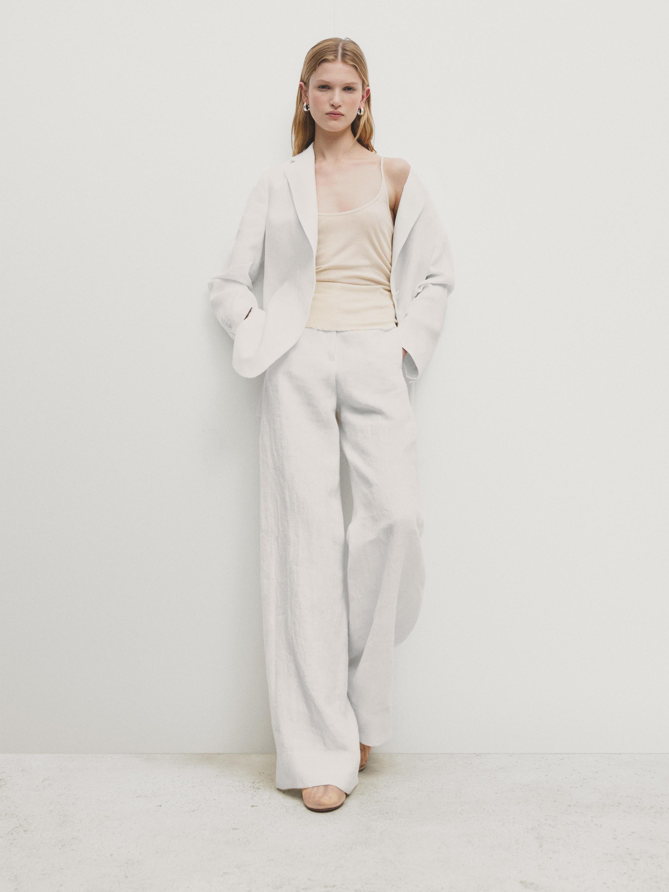 Strappy cotton top with gathered hem