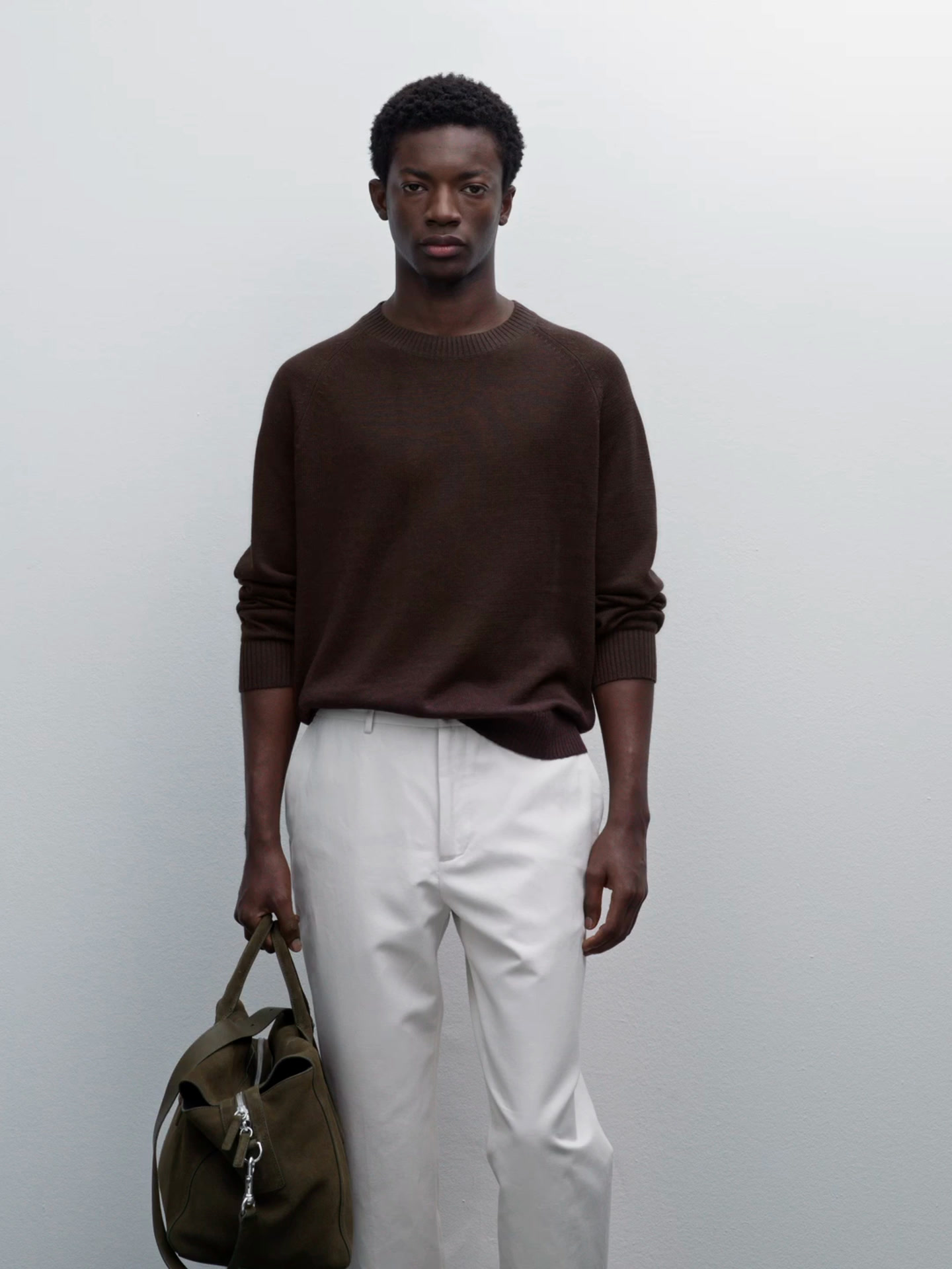 Linen blend crew neck sweater
