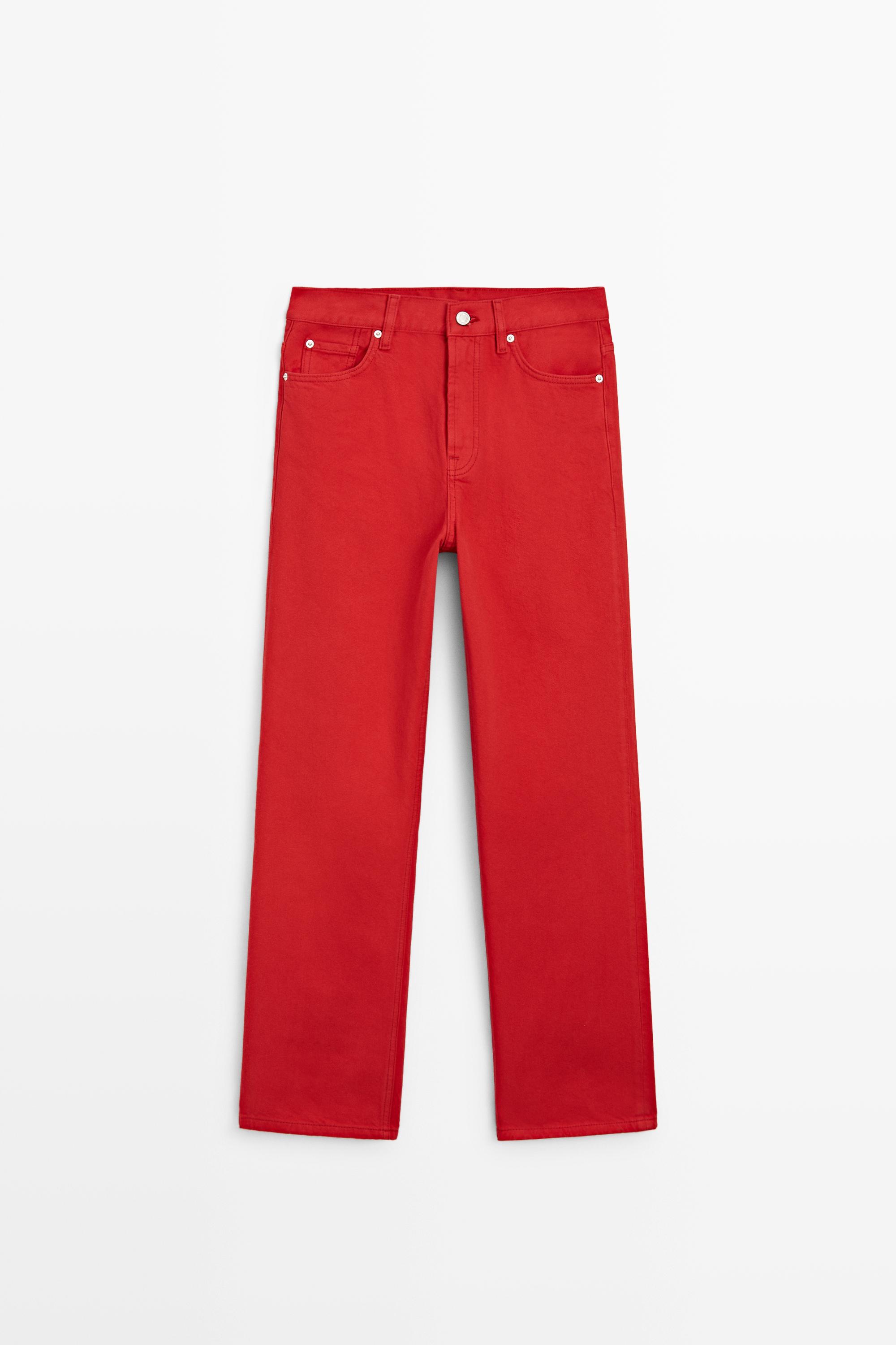 Jeans straight fit tiro alto