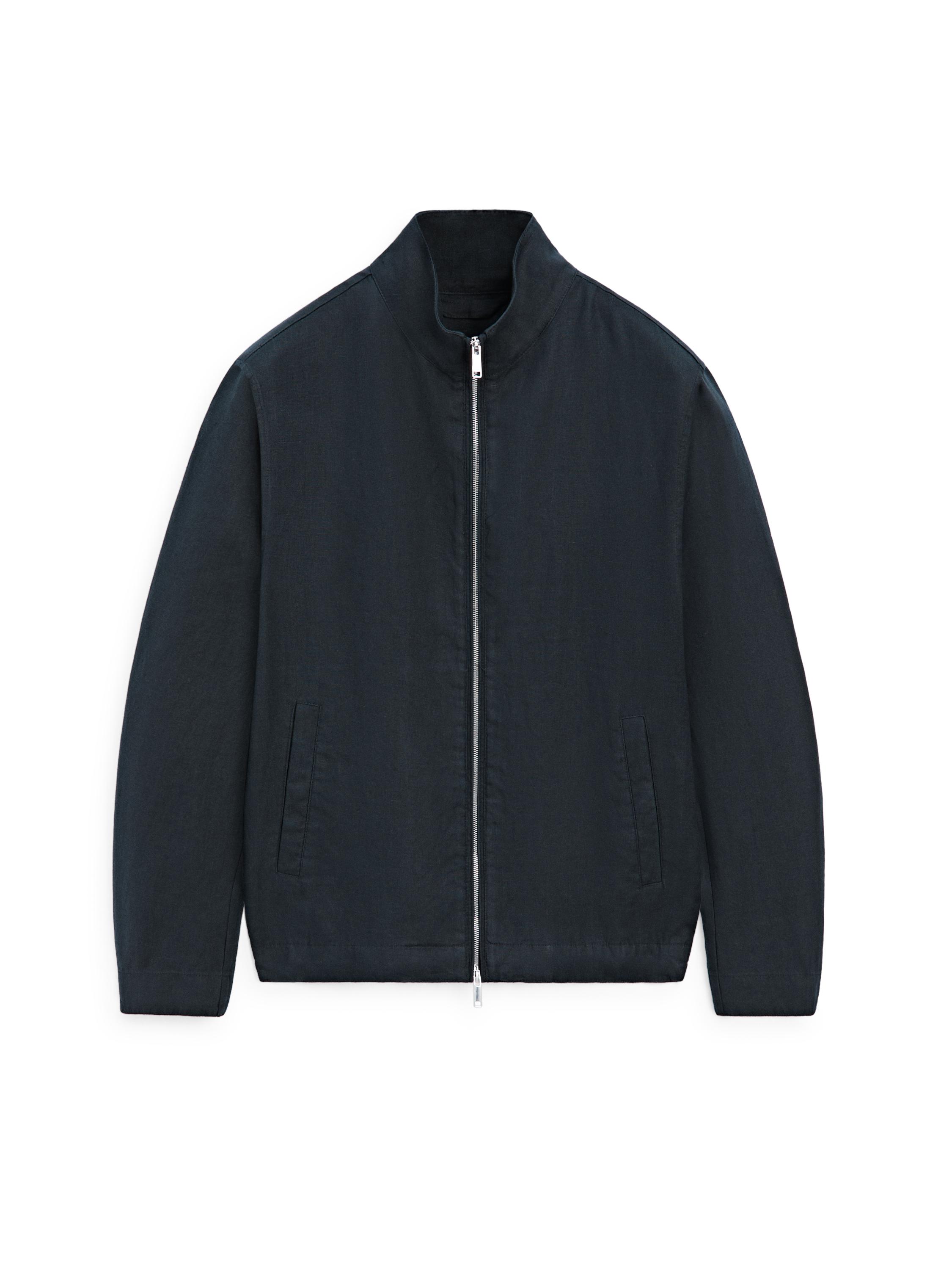 Linen bomber jacket — NAVY BLUE