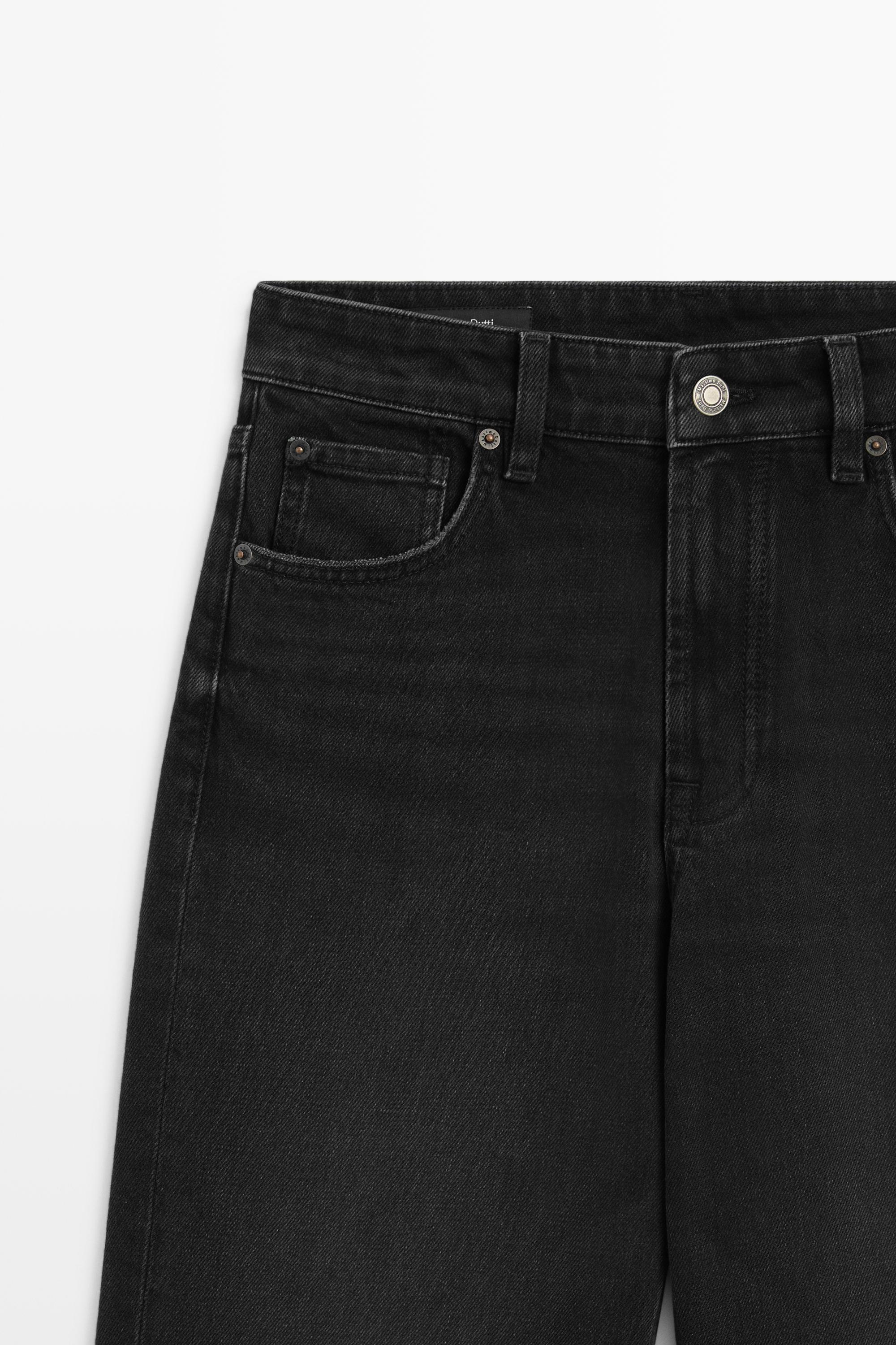 High-waist cropped straight-leg jeans — BLACK
