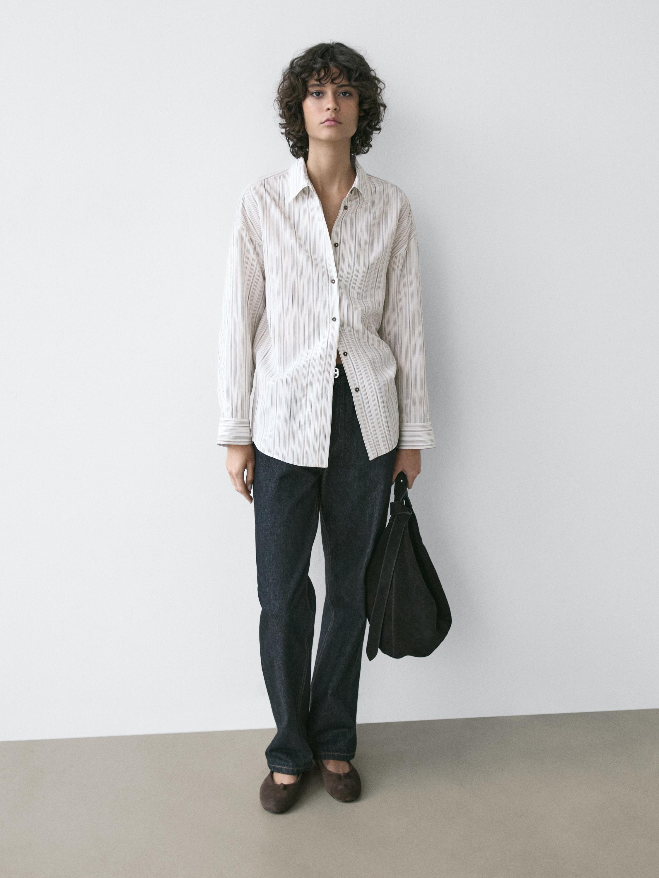Striped flowing shirt — WHITE