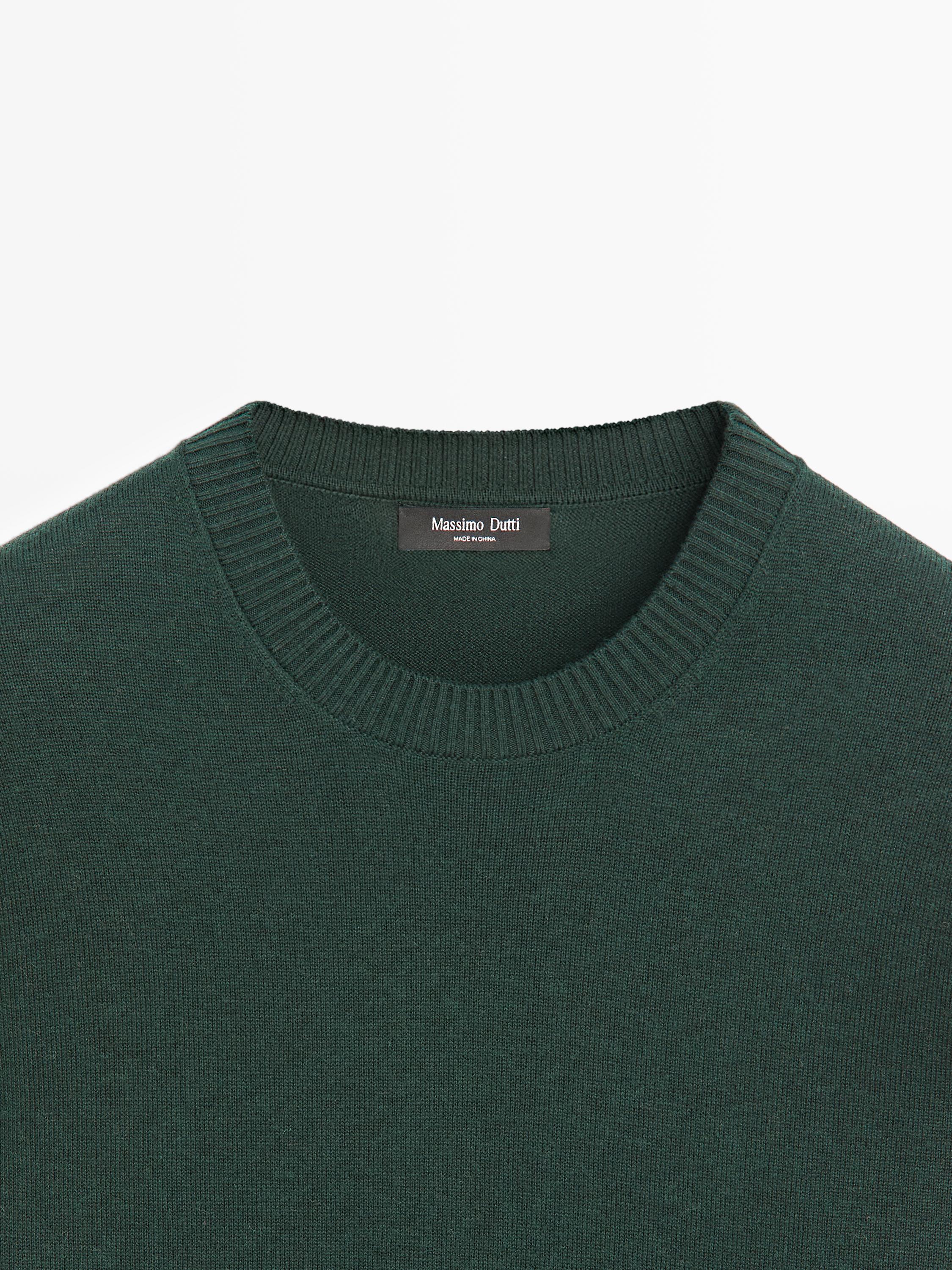 Bisiklet yaka pamuklu yünlü triko kazak