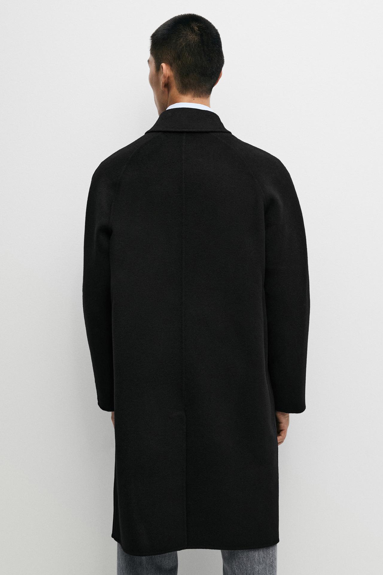 Double-faced wool blend coat — BLACK