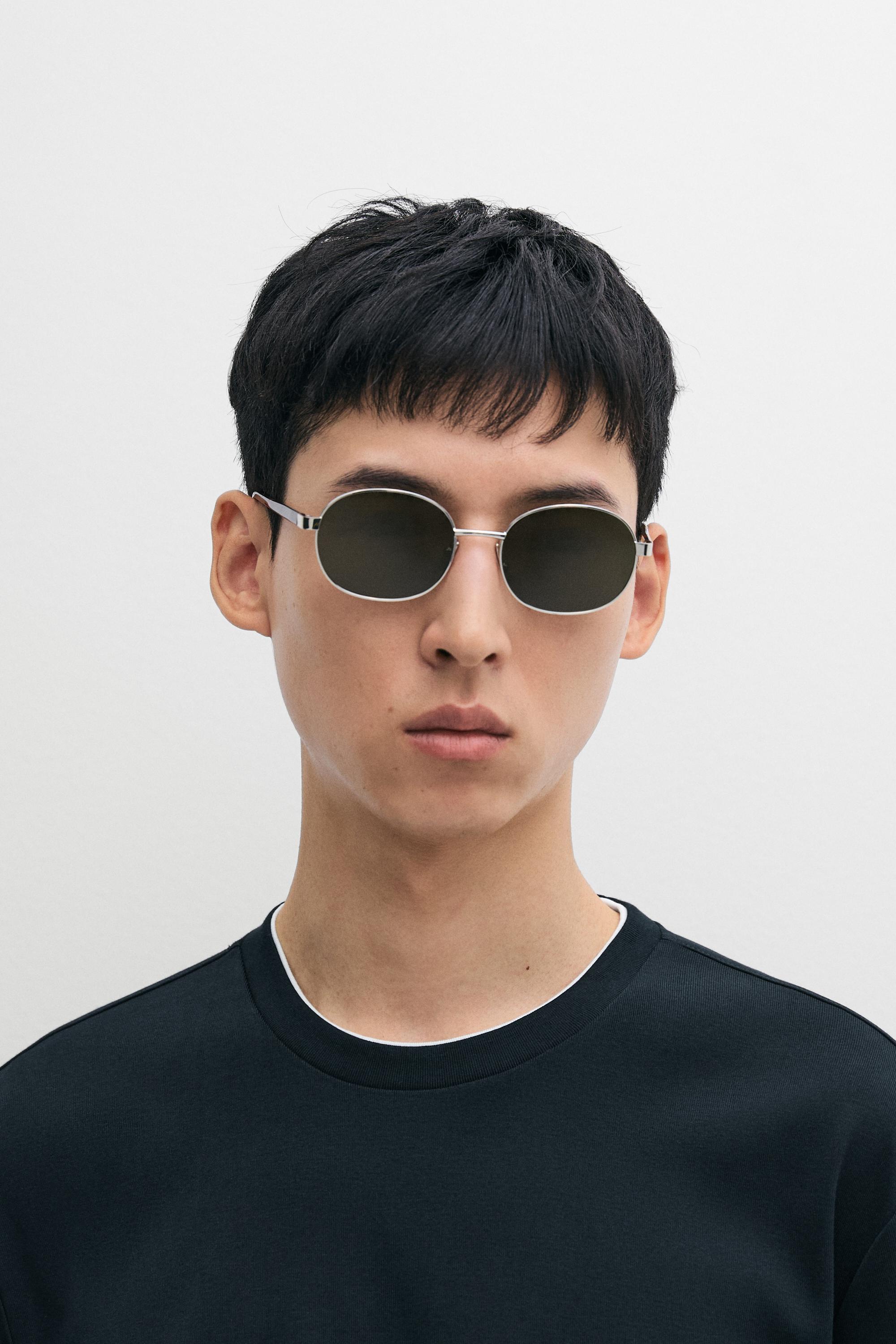 100% cotton layered collar T-shirt — NAVY BLUE