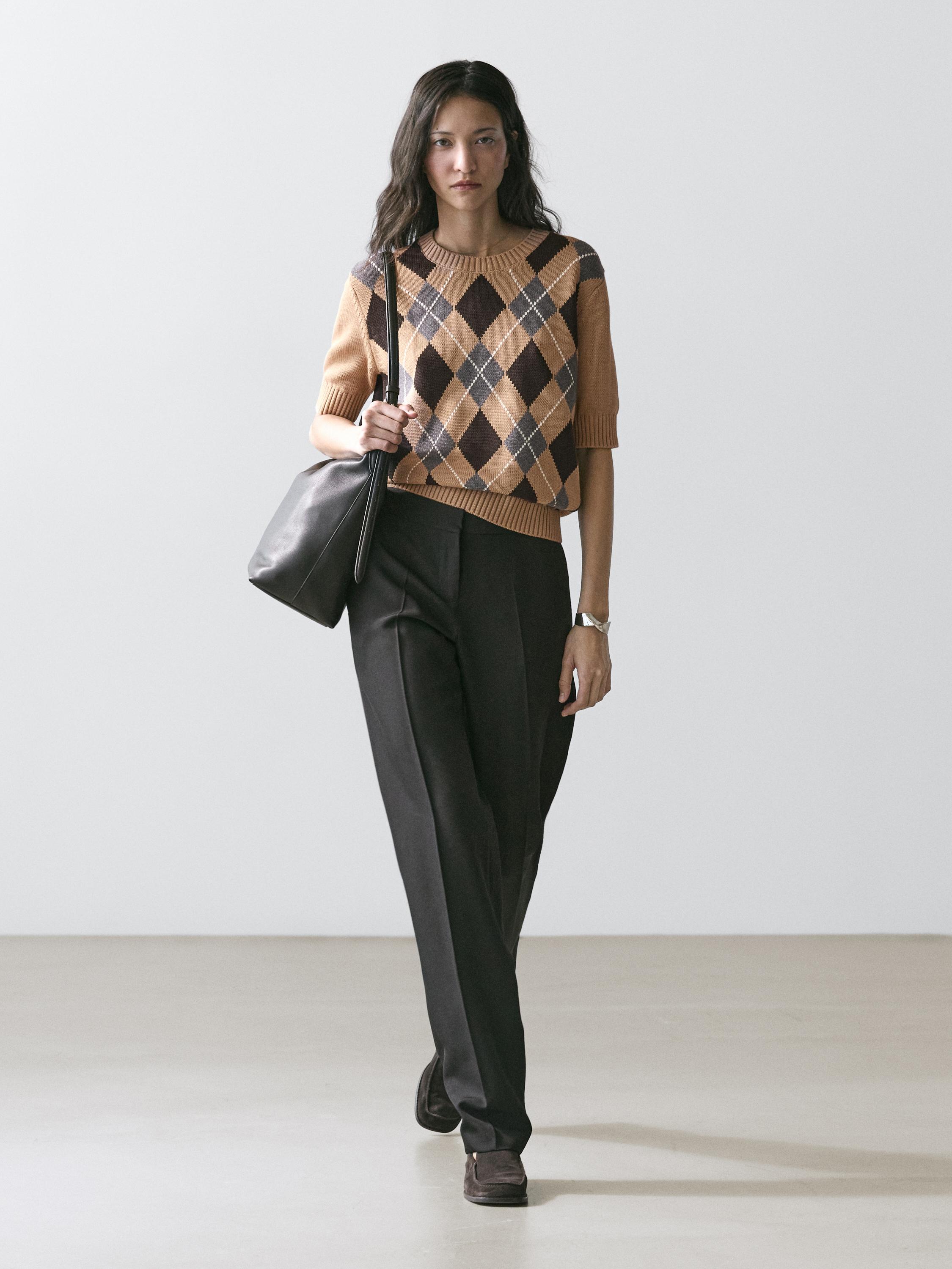 Pull à losanges en maille de coton