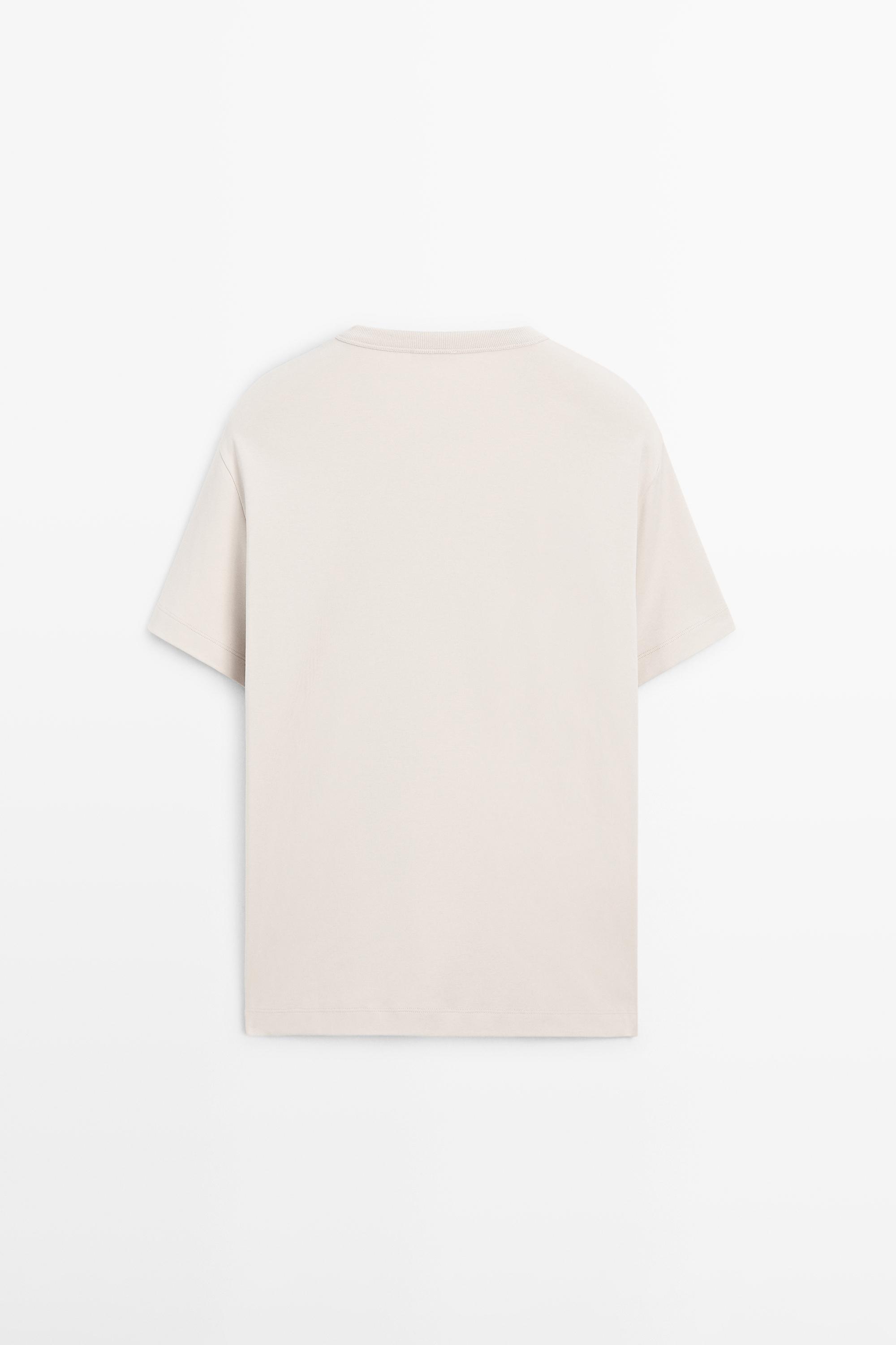 100% cotton short-sleeve T-shirt — STONE
