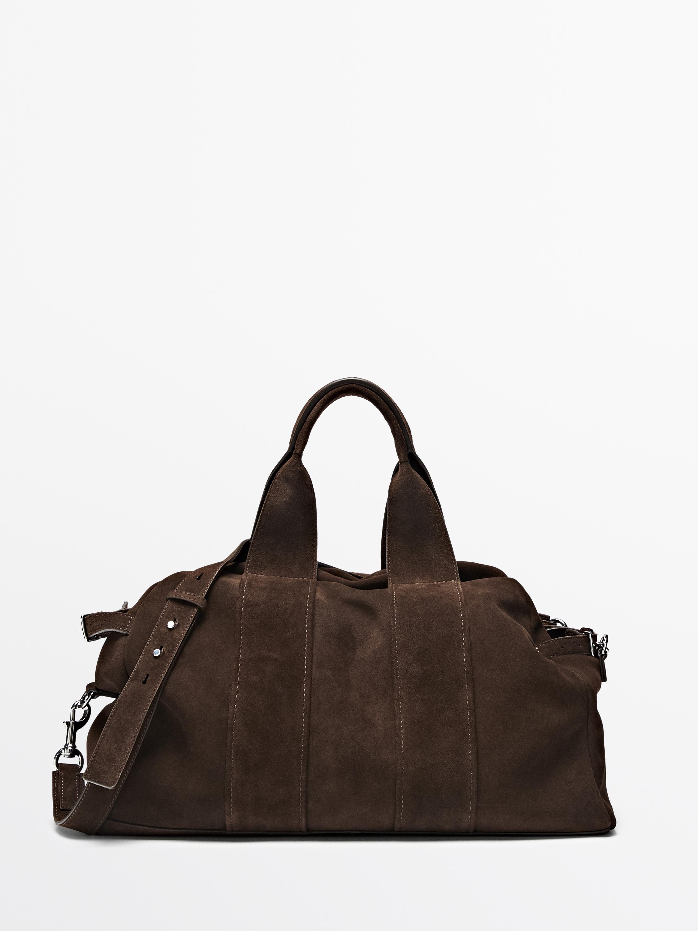 Suede leather travel bag — MOLE BROWN