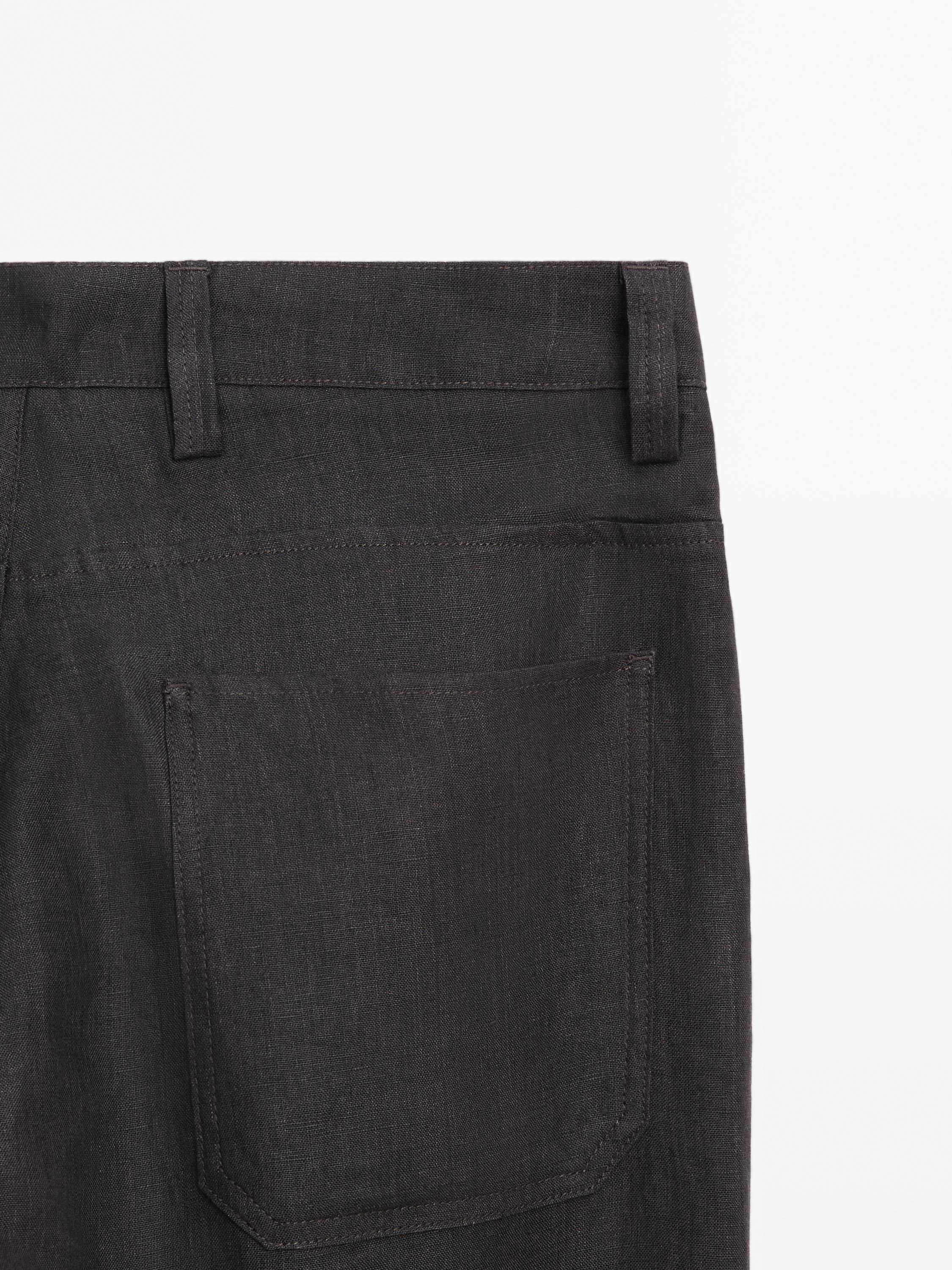 Faux jean relaxed fit en lin