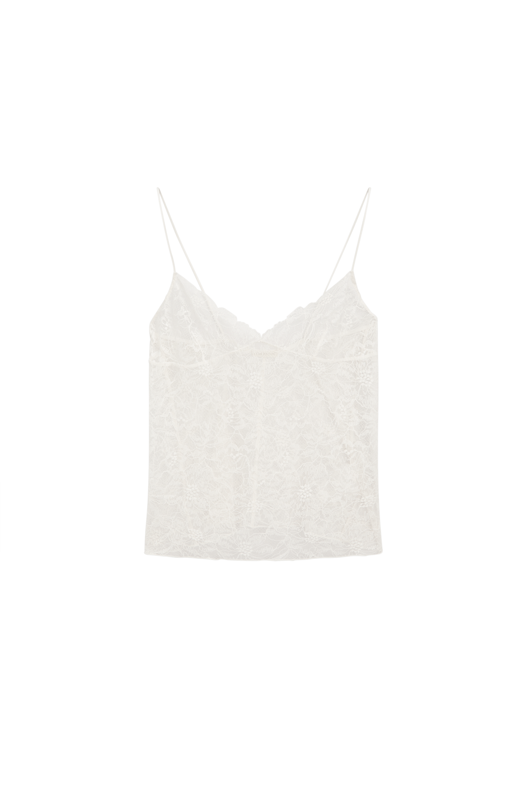 Massimo Dutti Askılı çiçek dantel bluz görsel 6