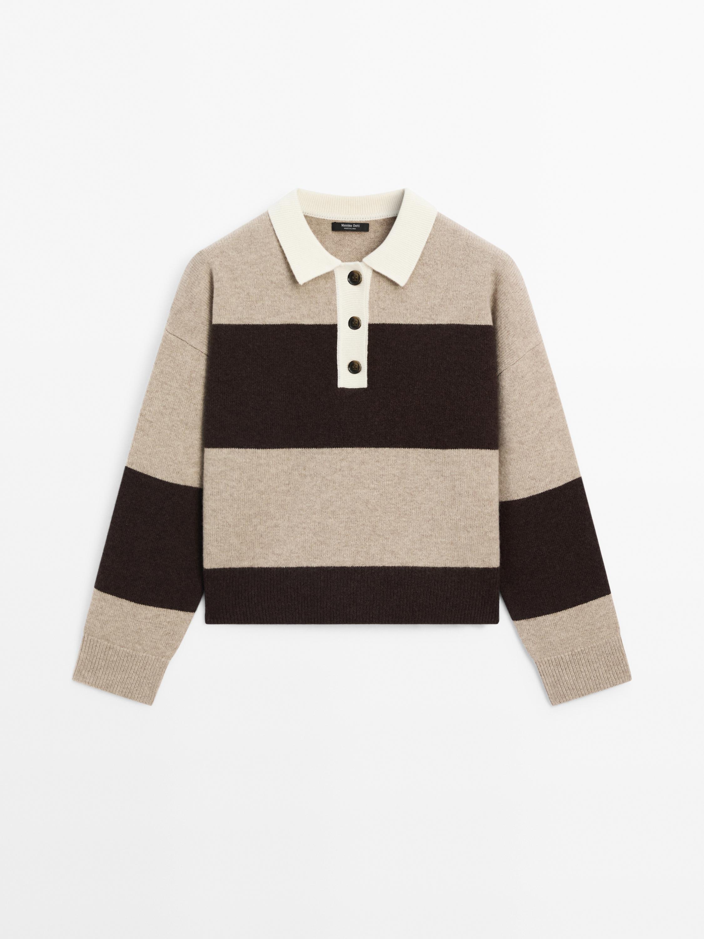 Wool blend polo collar sweater