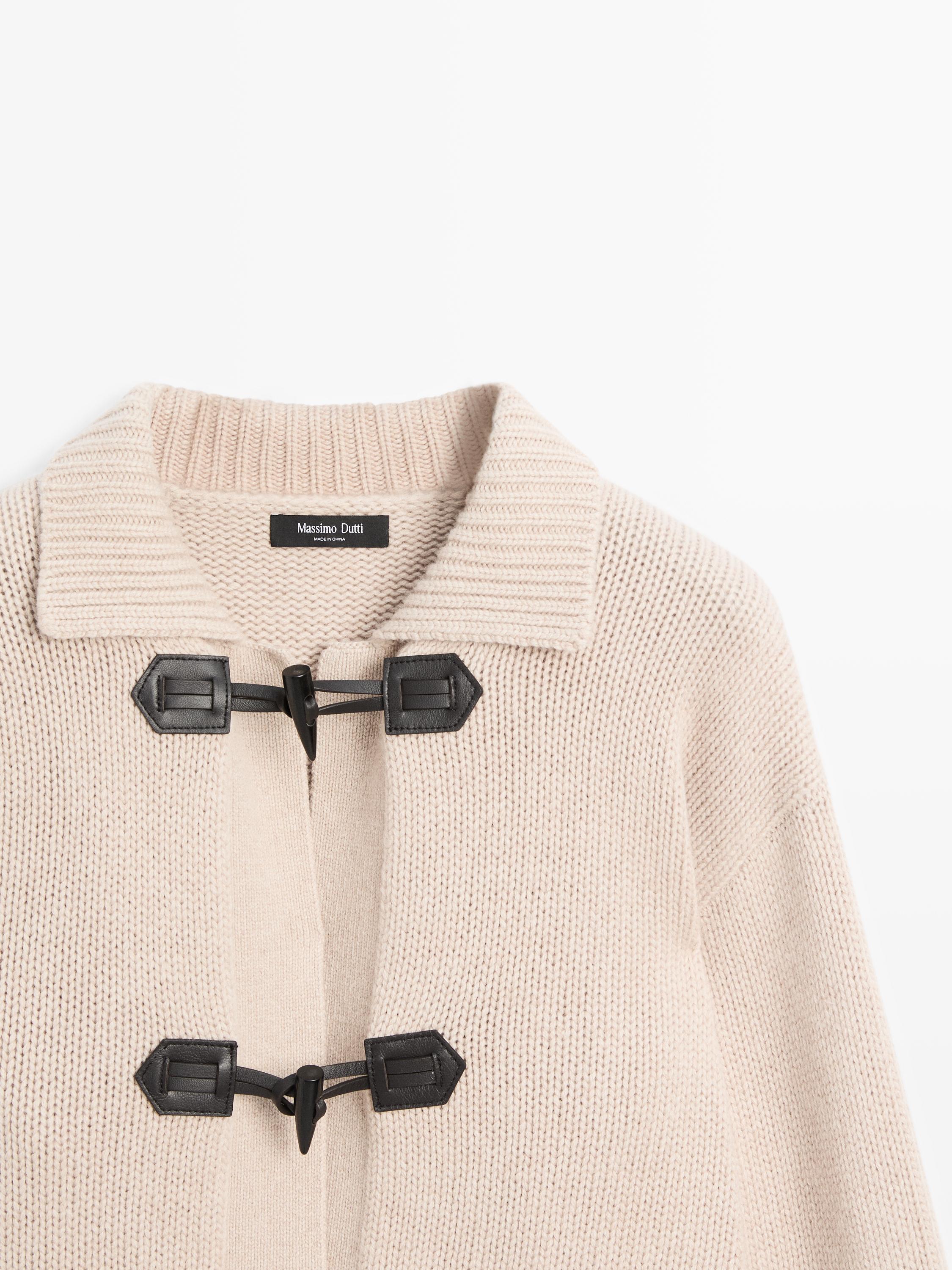 Wool blend cardigan with horn button detail