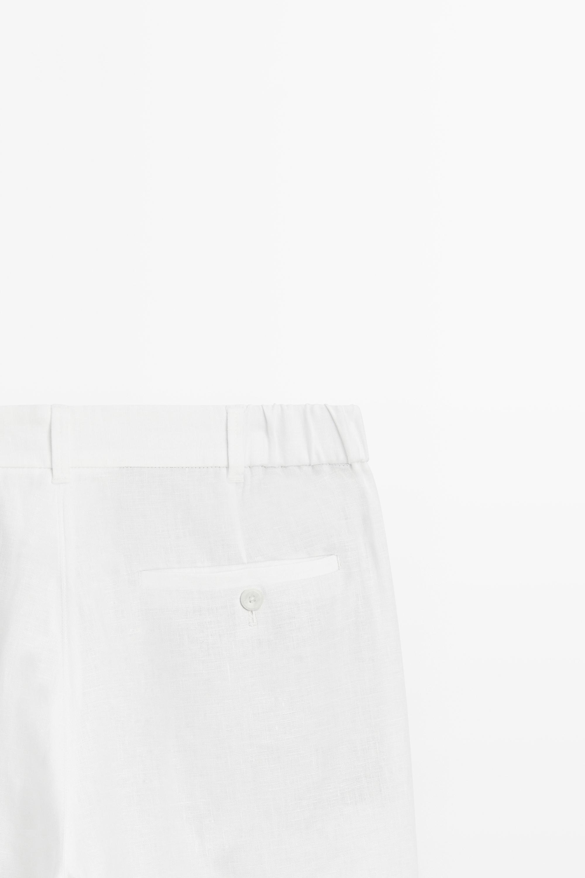 Tapered fit linen pants — WHITE