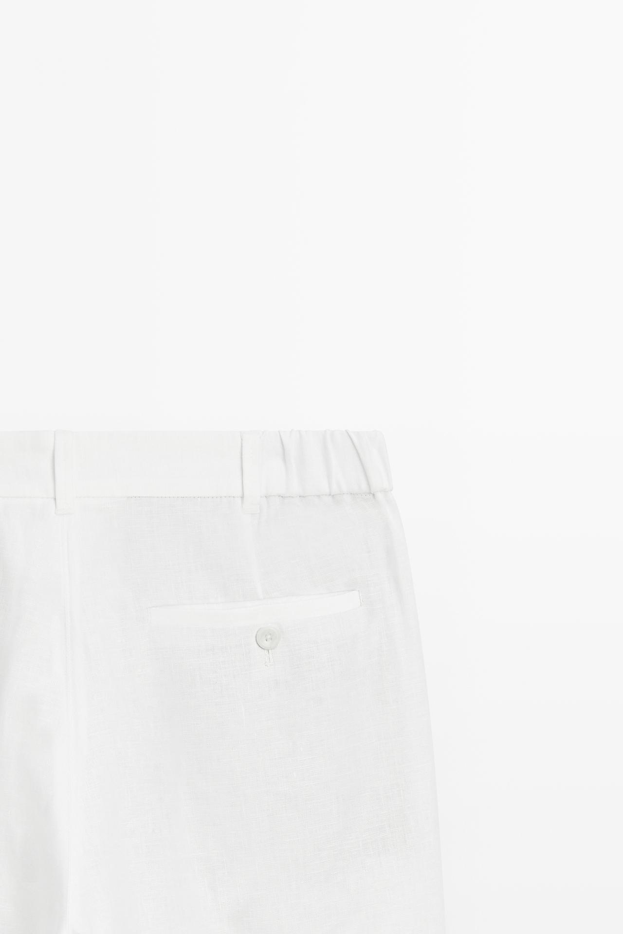 Tapered fit linen pants — WHITE