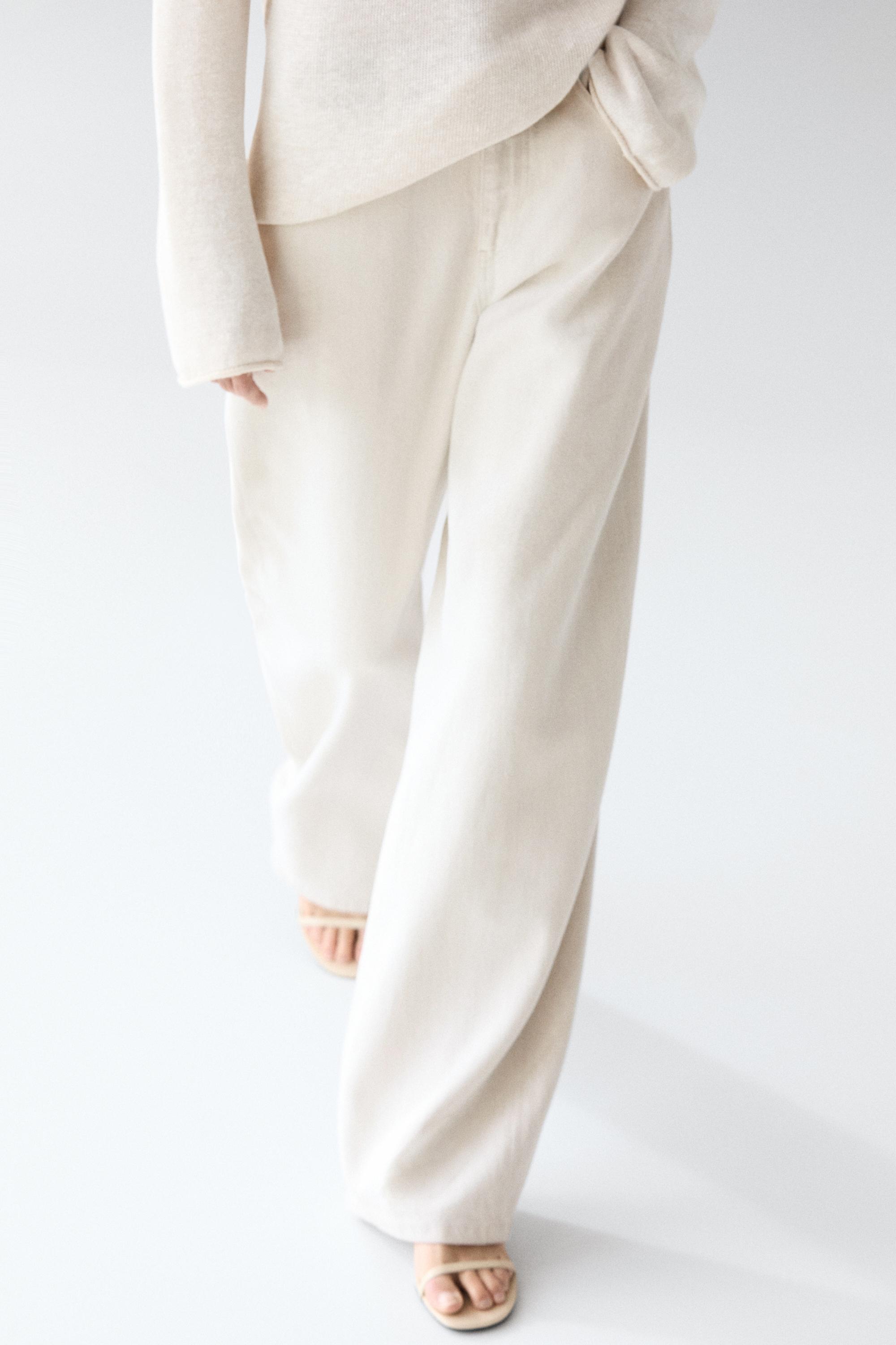 High-waist wide-leg jeans — Off white