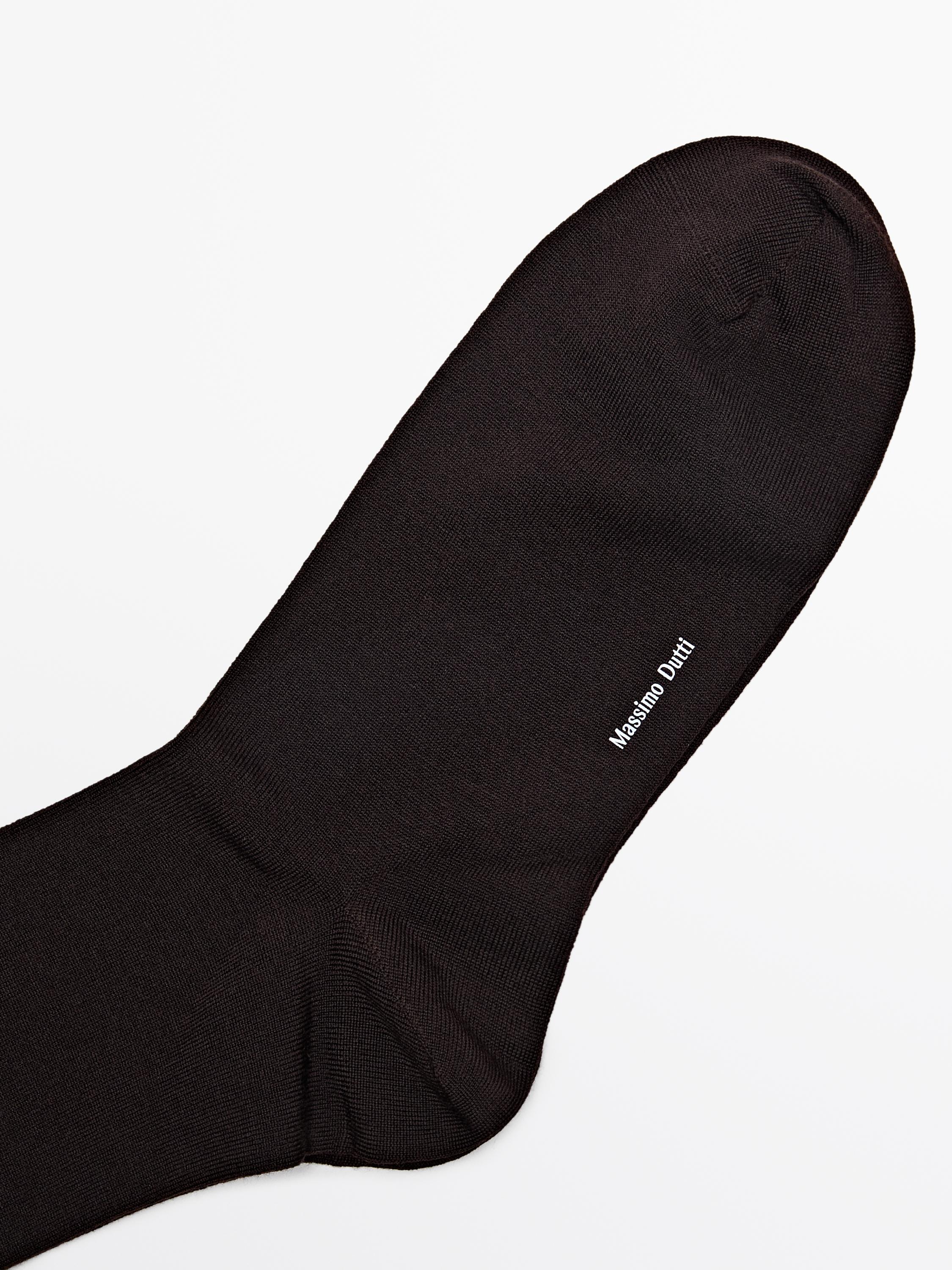 Plain wool blend knit socks