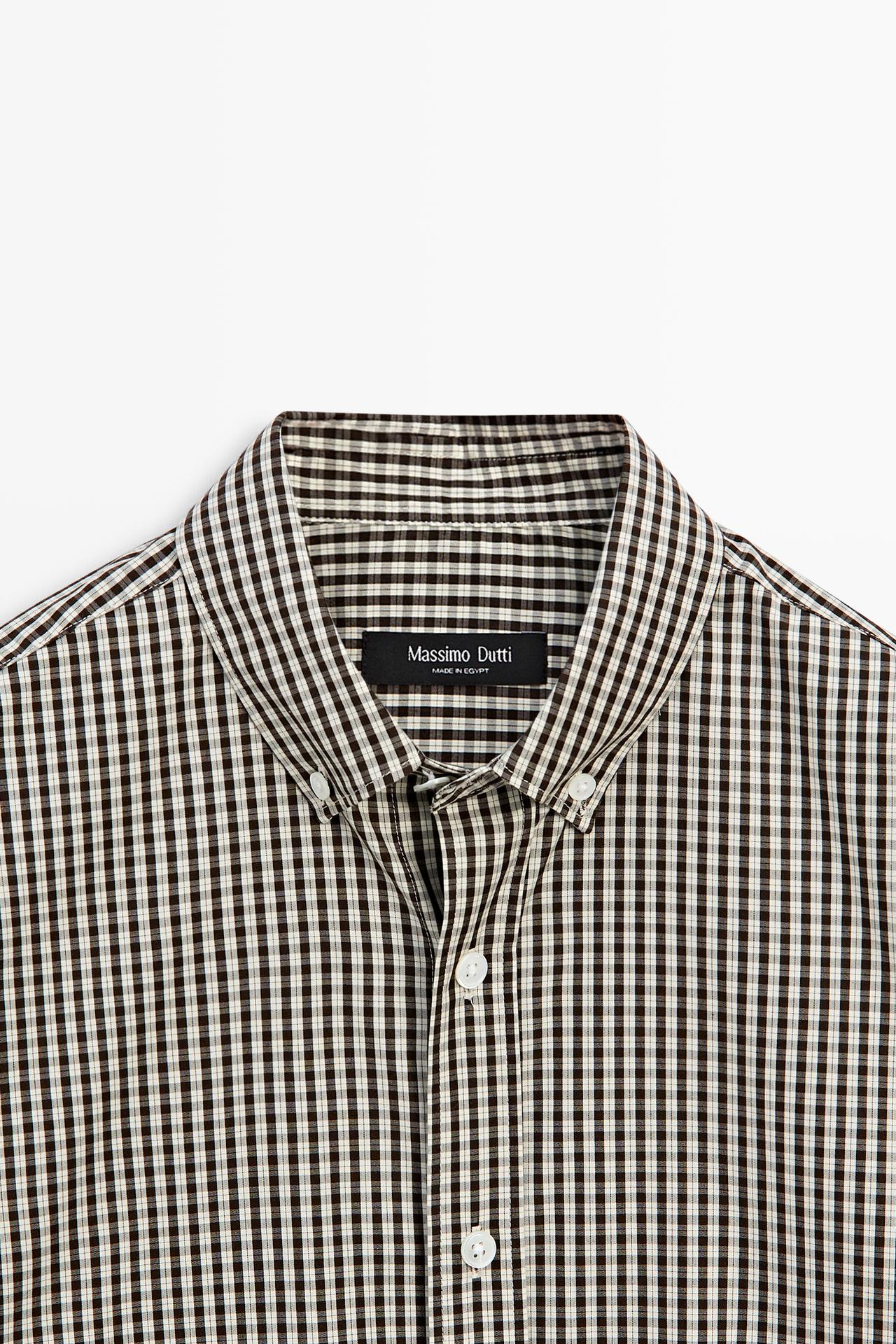 Regular fit check shirt — BROWN