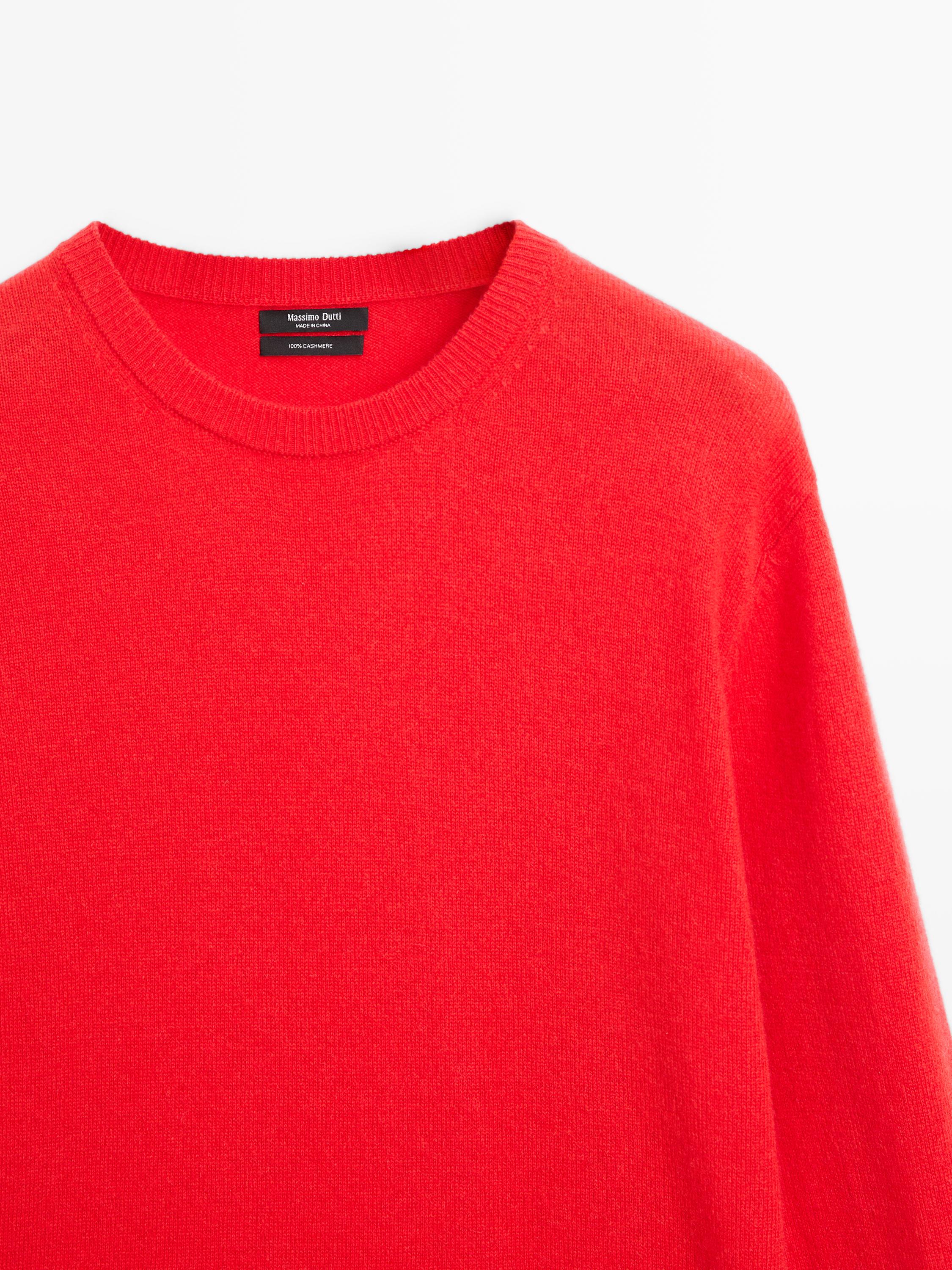 100% cashmere long sleeve sweater — ORANGE