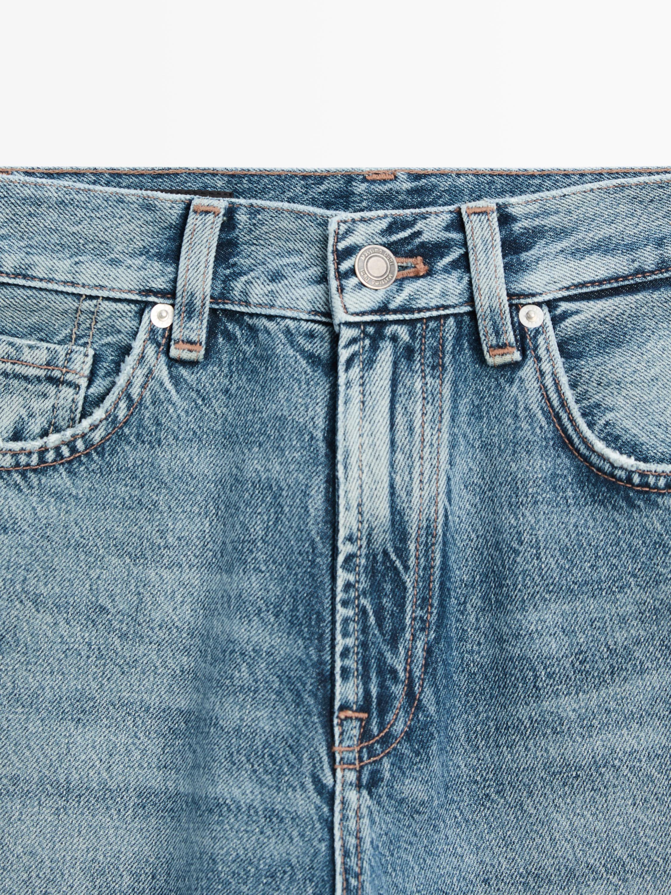 Straight-leg high-waist jeans — Light Blue