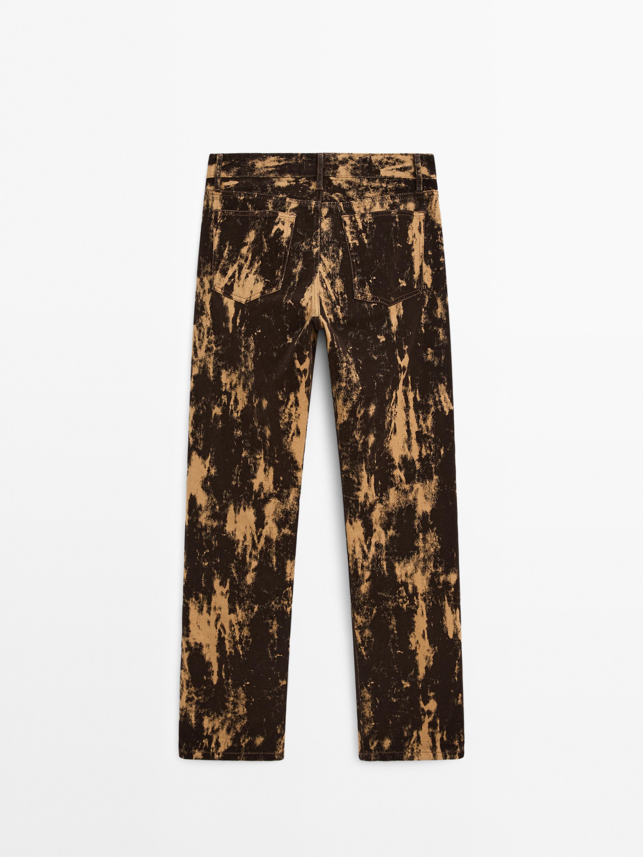 Jean straigth floqué en coton