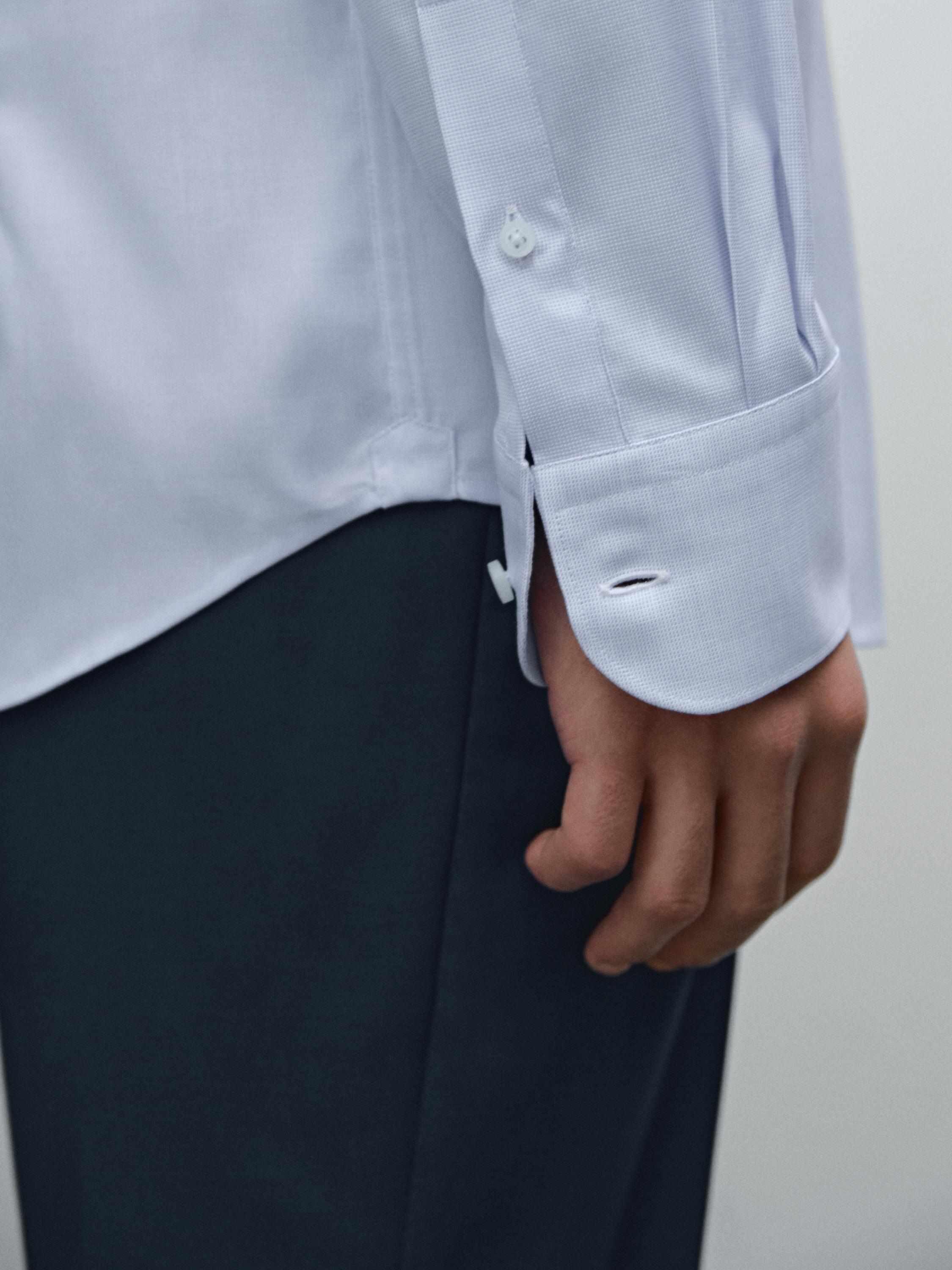 Camisa microestructura slim fit algodón