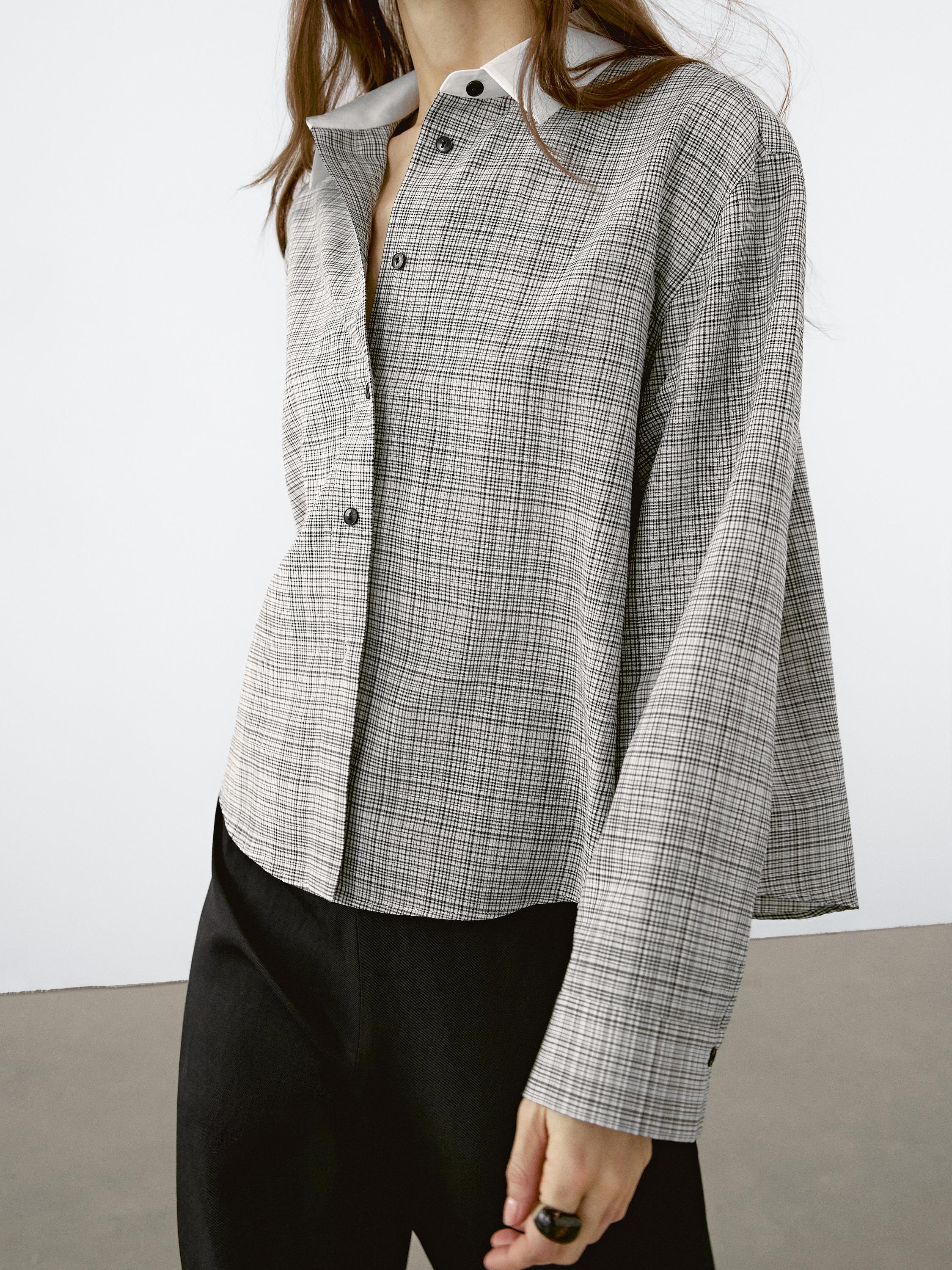 Check cotton blend shirt
